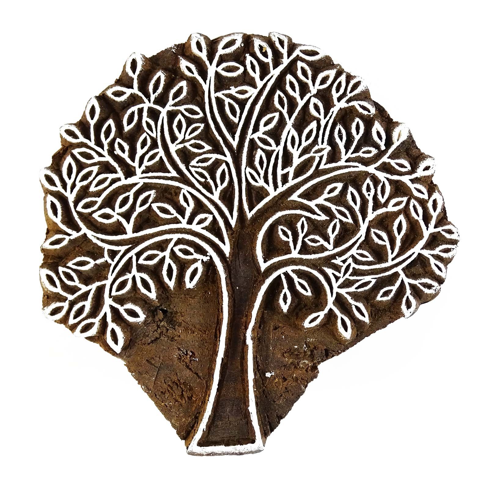 Iba Indianbeautifulart Brown Indian Tree Home Decor Wooden Textile Stamps Wood Printing Block Decorative Block