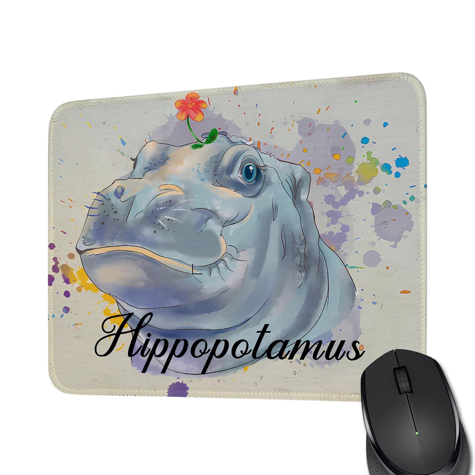 Hippopotamus Gift Mouse Pad Hippo Lover Gift Non-Slip Rubber Base Mousepad for Laptop Computer 10.3x8.2 inch Gaming Mouse Mat (Hippopotamus MP)