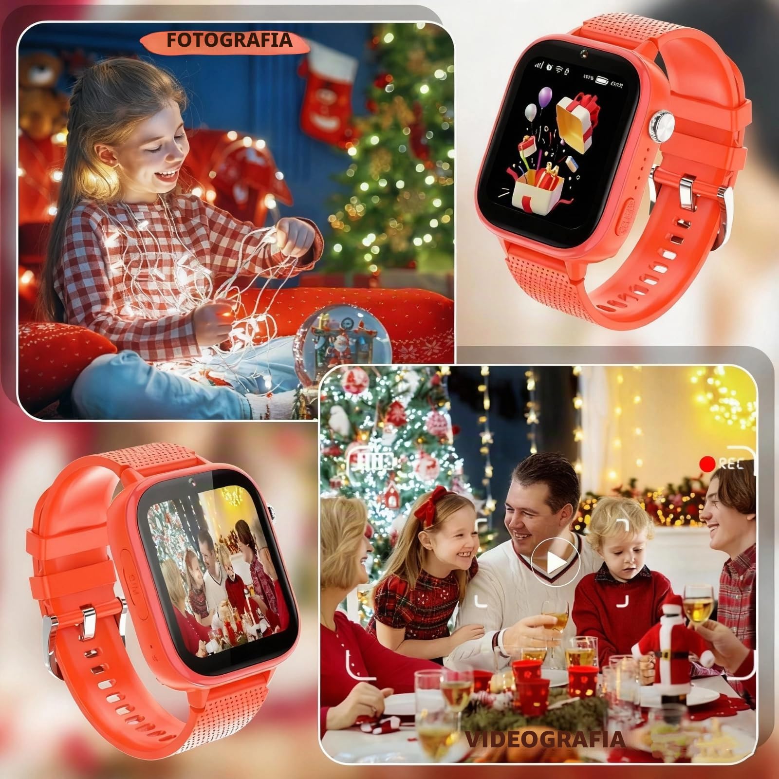 OKYUK Orologio intelligente 4G per bambini, con telefono e GPS, multifunzione, con videochiamata, modalità sportive, sveglia, App Store integrato, per ragazzi e ragazze, arancione