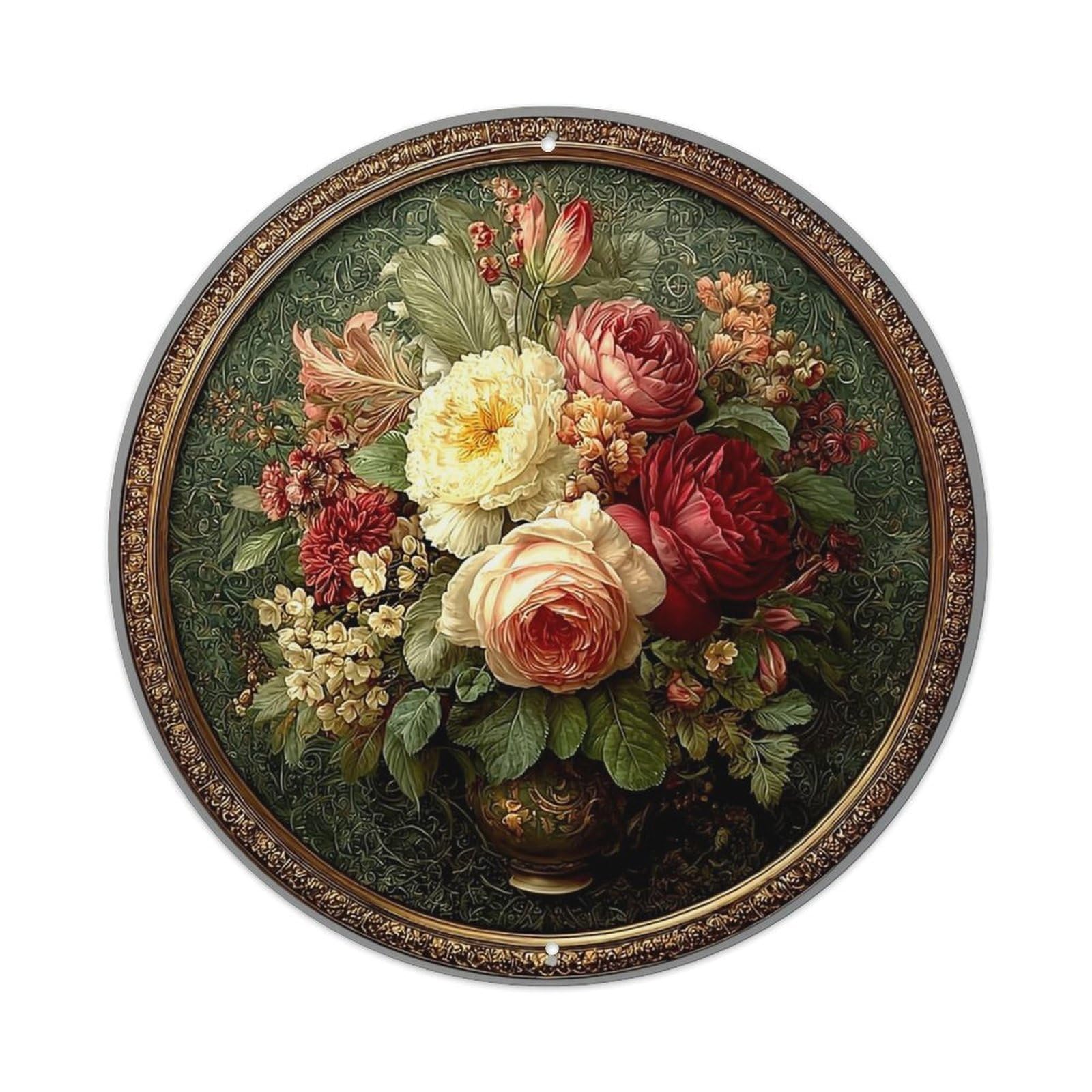 Jdyansheng Vintage Floral Bouquet Arrangement Print Tin Sign Metal Poster Metal Signs For Home Man Cave Bar Cafe Kitchen Laundry Room Wall Decorations 8X8 Inches