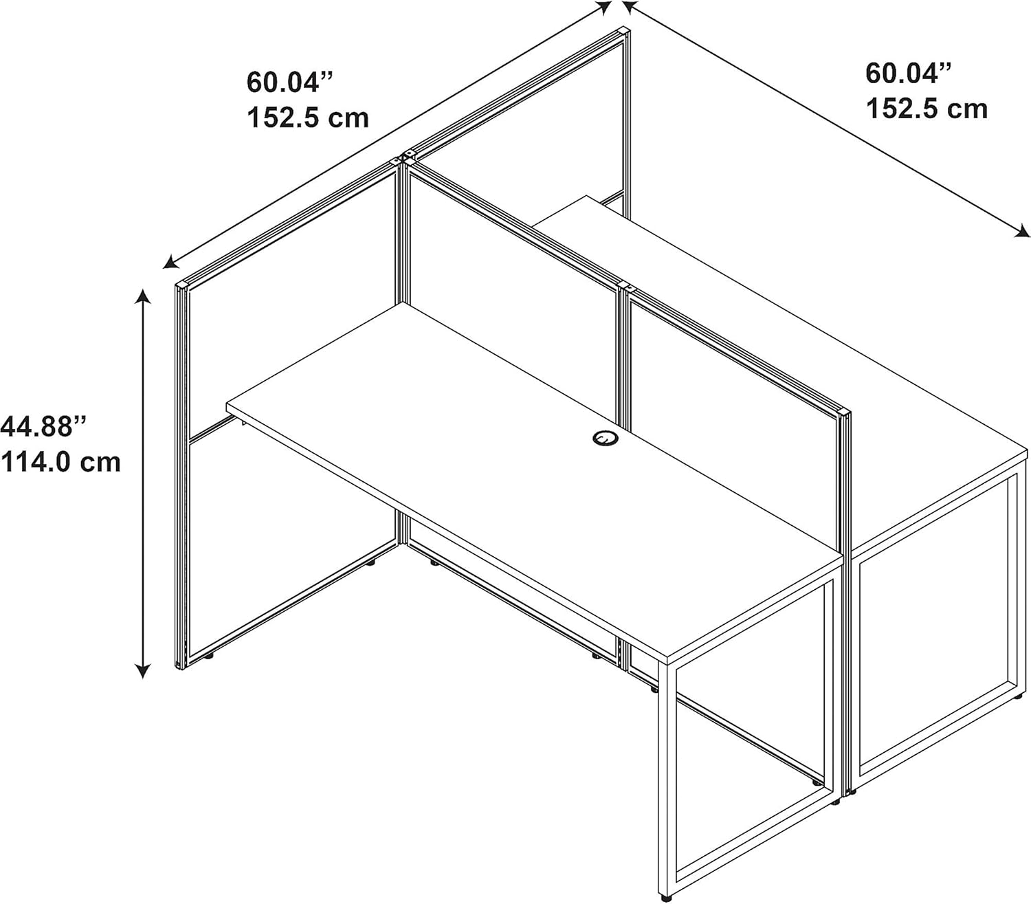 Bush Business Furniture Cubicle Desk with Privacy Panels | Easy Office Collection Two Person Table Workstation | 60Dx60Wx45H