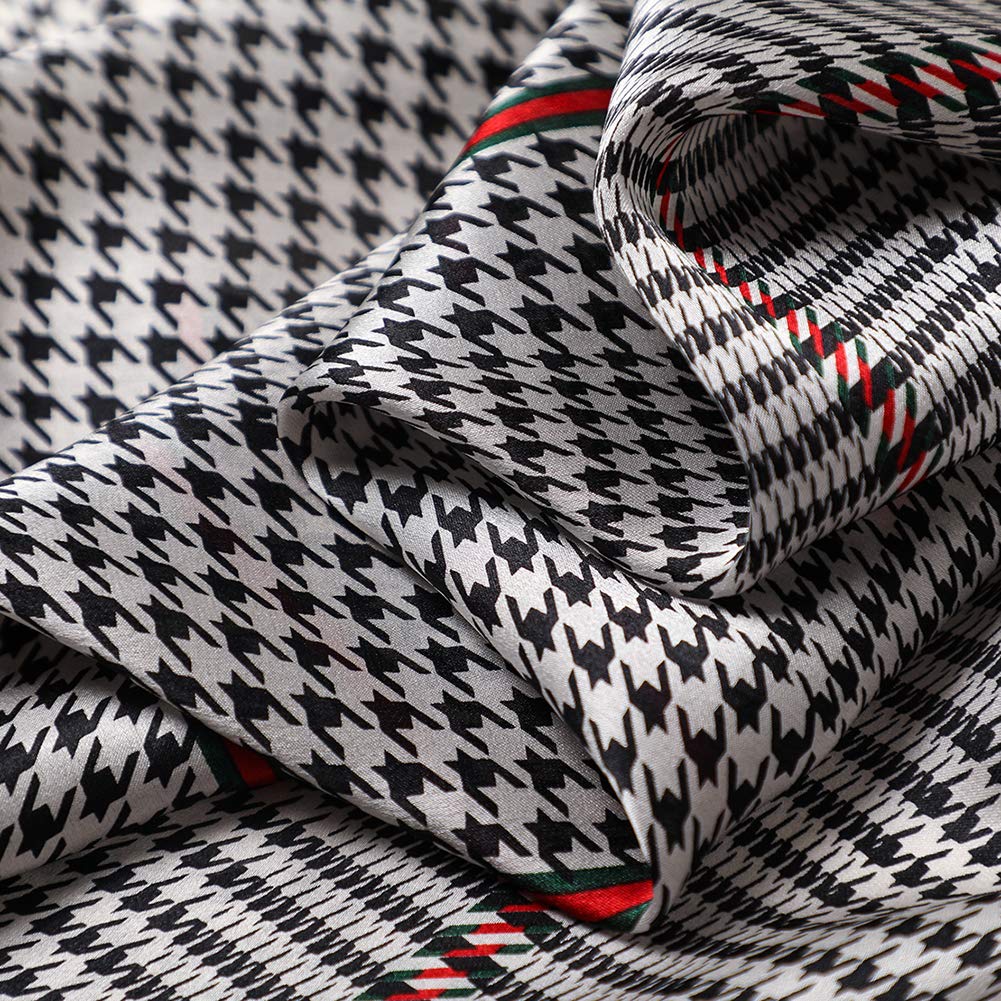 STORY OF SHANGHAI Sciarpa di 100% Seta Charmeuse da Donna Foulard a Raso con Fantasie Orientale, 56x177cm