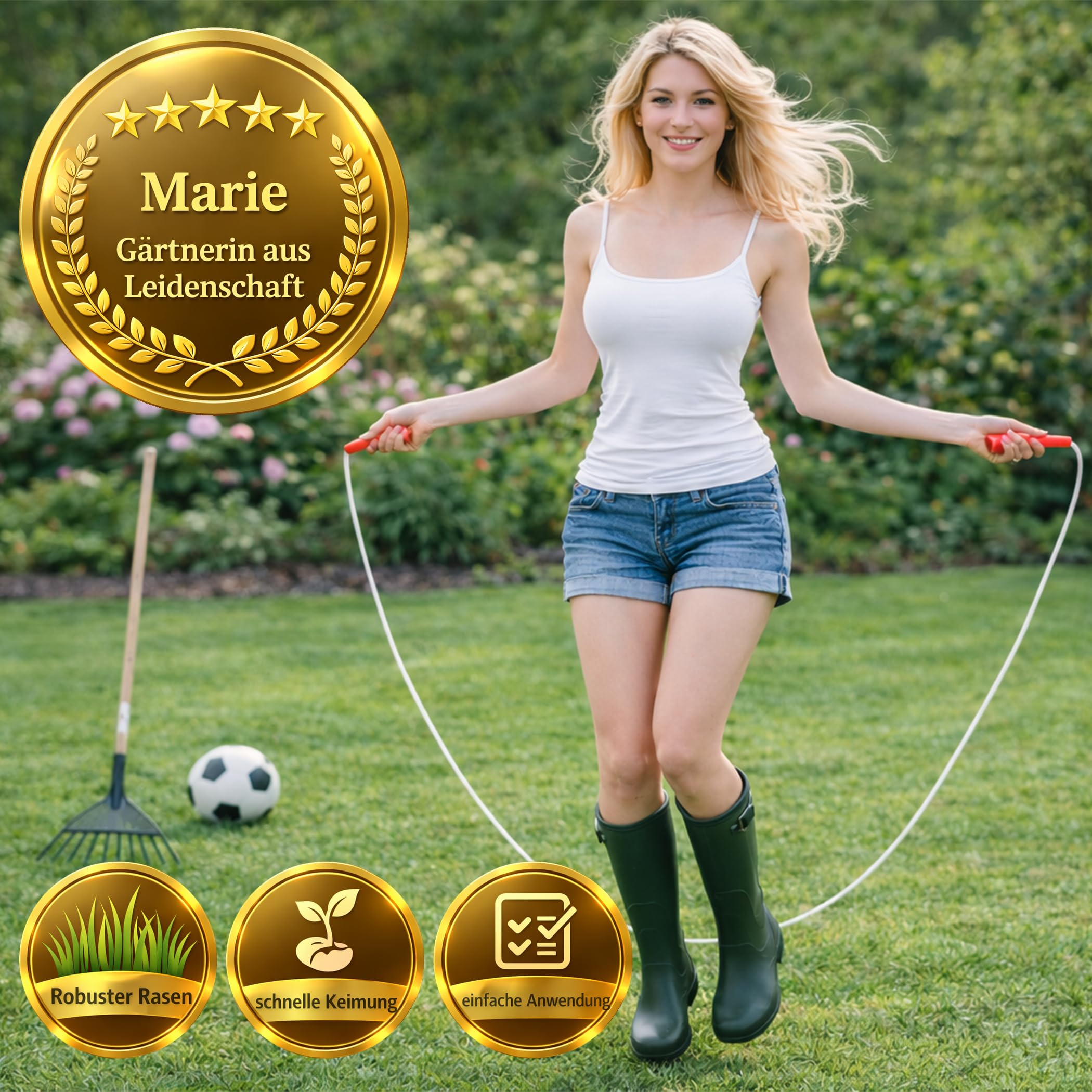 10 kg Rasensamen Sport und Spiel | schnellkeimend |reicht für 400m² Rasen | robust|tiefgrün | ideal für Neuansaat, Nachsaat, Rasensaat Grassamen | trockenresistent | dürreresistent - Made in Germany