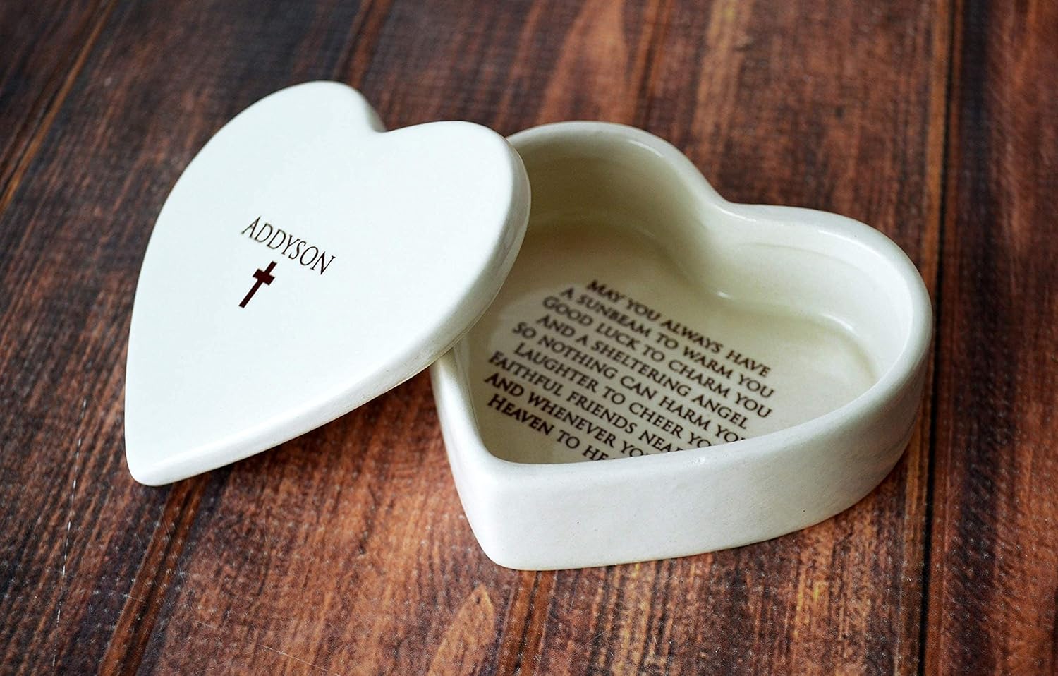 Susabella Personalized Baptism Gift, First Communion Gift, Confirmation Gift, Godchild Gift, Goddaughter Gift -With Irish Blessing -Heart Keepsake Box