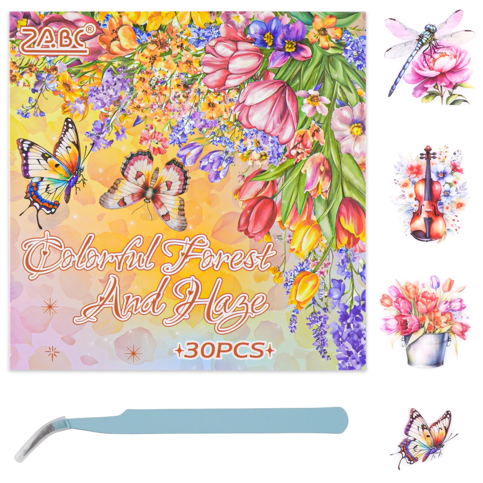 NAESM 30 Sheets Colorful PET Stickers Book, Colorful Garden Landscape Book, Aesthetic Scrapbooking Journal Stickers for Journaling Scrapbooking Collage Card Making
