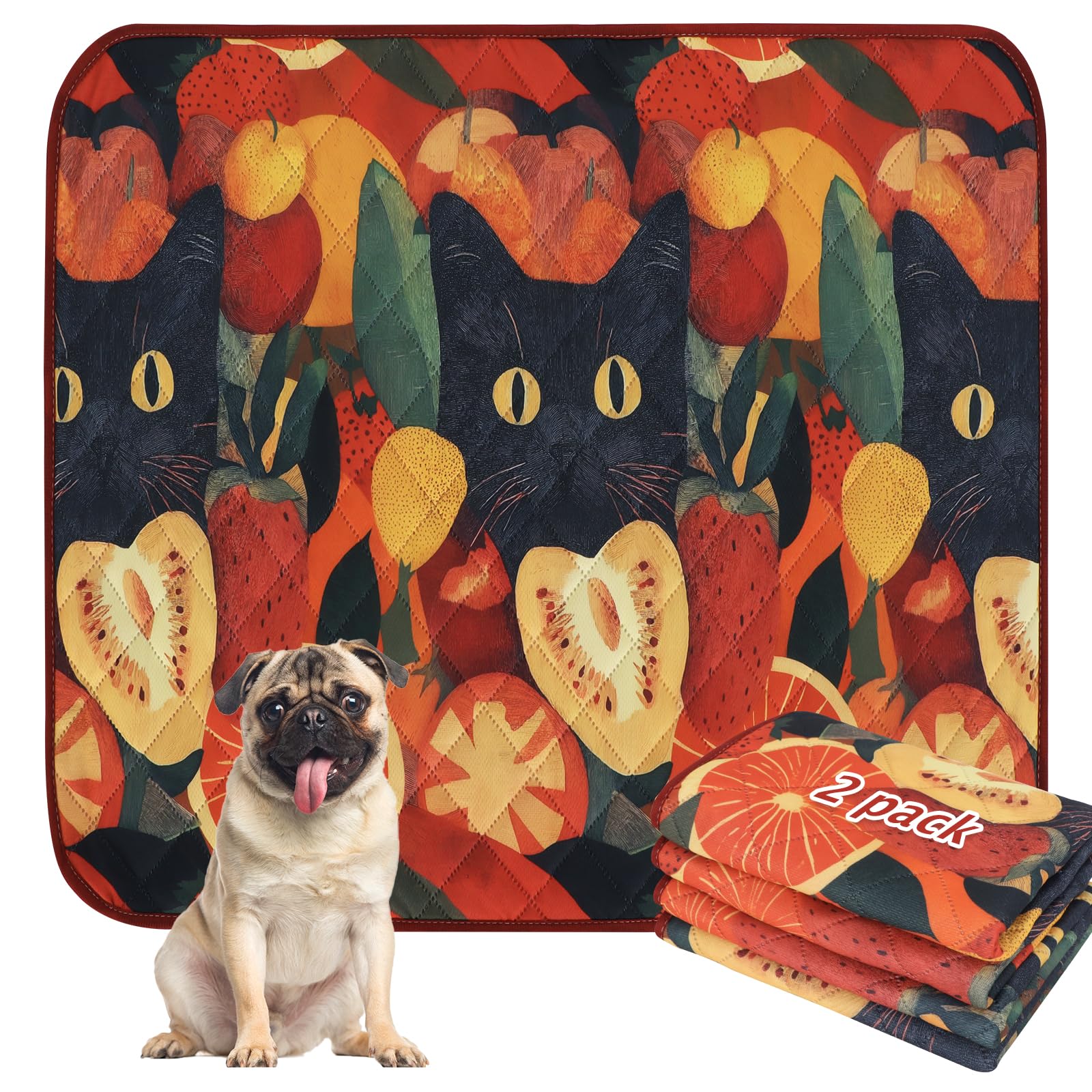 BVAGSS 2 Pezzi Tappetini Assorbenti per Cani, Tappeti Lavabili Riutilizzabili, Antiscivolo, Alta Assorbenza Addestramento traversine per cani XH081 (90x60cm,Cat)
