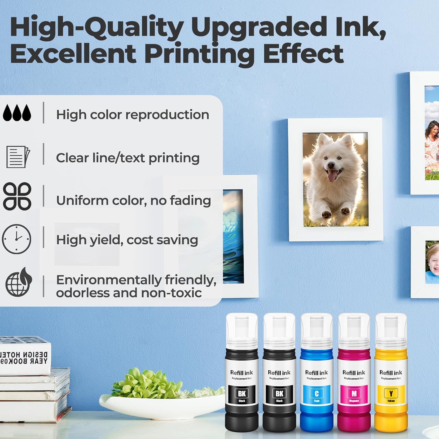 Compatible for EPT522 Ink Refill Bottles ET-2800 ET-4800 ET-2400 ET-2803 Ink Refill Bottles Work for 2800 ET 2800 ET 4800 ET 2400 ET2800 ET4800 ET2400 ET2803 ET-2720 ET-4700 ET-4810 ET-2840 Printer