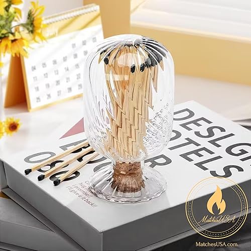 Miniatura 3 de Incluye fósforos!  Campana de vidrio para fósforos en forma de hélice  Frasco decorativo en espiral portafósforos para exhibición de juego de velas