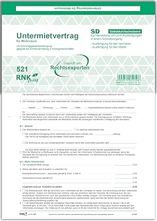 RNKVERLAG 521 - Untermietvertrag für Wohnräume - SD, 2 x 2 Blatt, DIN A4, mit Wohnungsgeberbescheinigung, 25 Stück