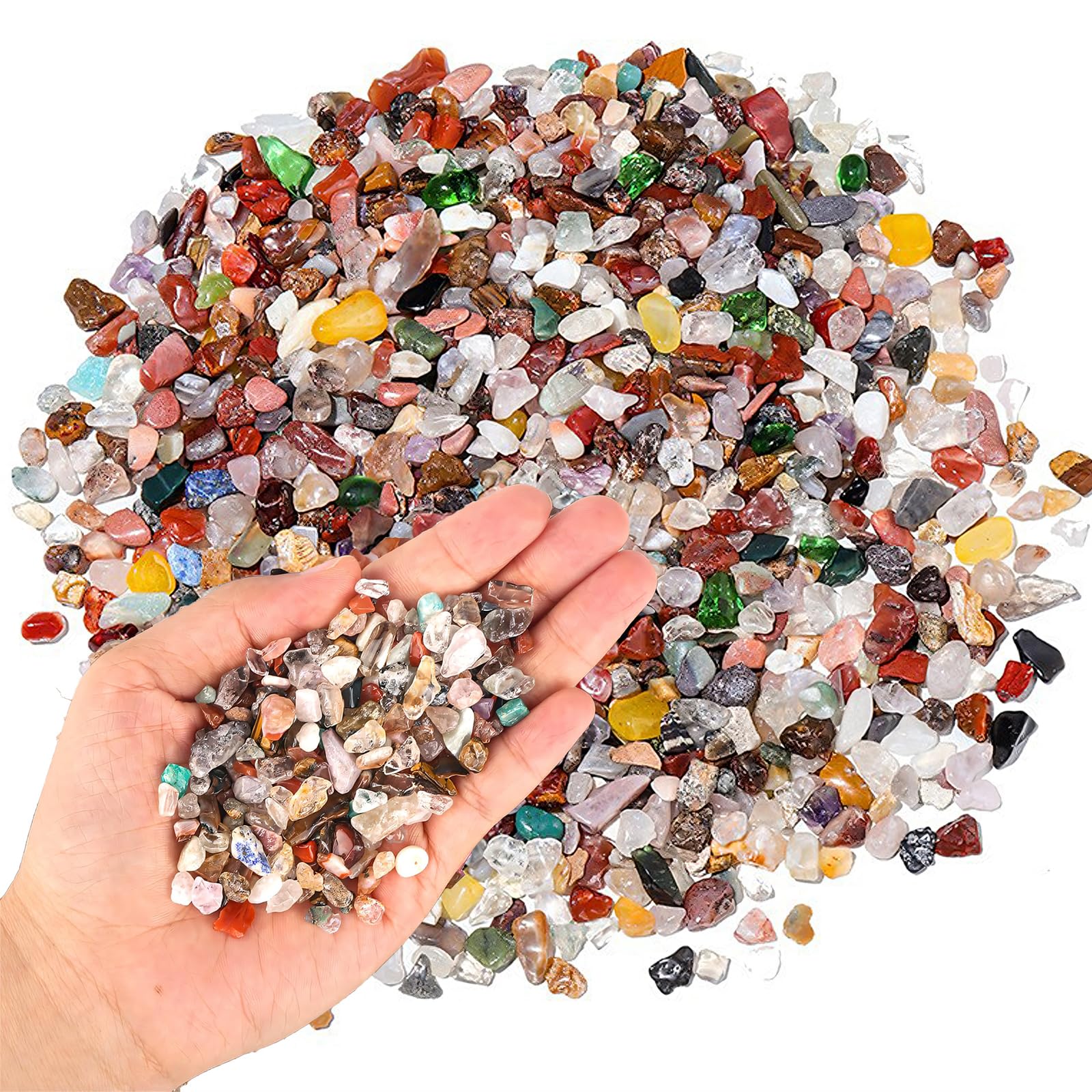 500g Trommelsteine, 3-9mm Halbedelsteine Mischung Unregelmäßige Edelsteine Bunte Steine für Kinder DIY-Dekoration Edelsteinspiel Aquarium Blumentopf Landschaftsbau