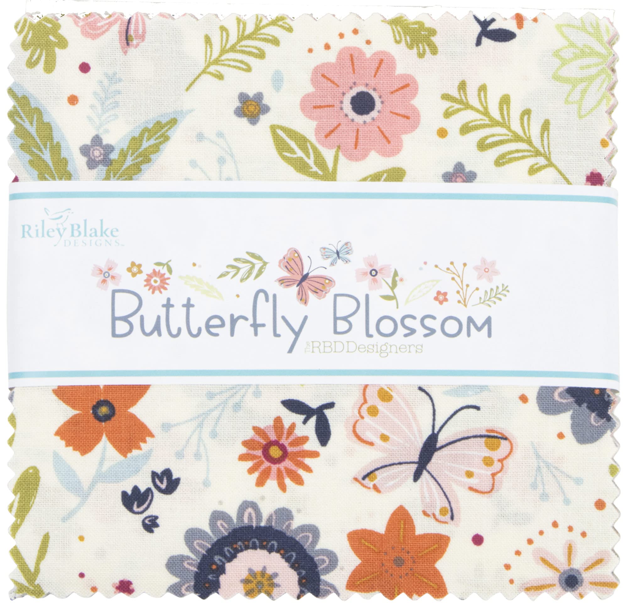 Butterfly Blossom 5" Stacker 42 5-inch Squares Charm Pack Riley Blake Designs 5-13270-42