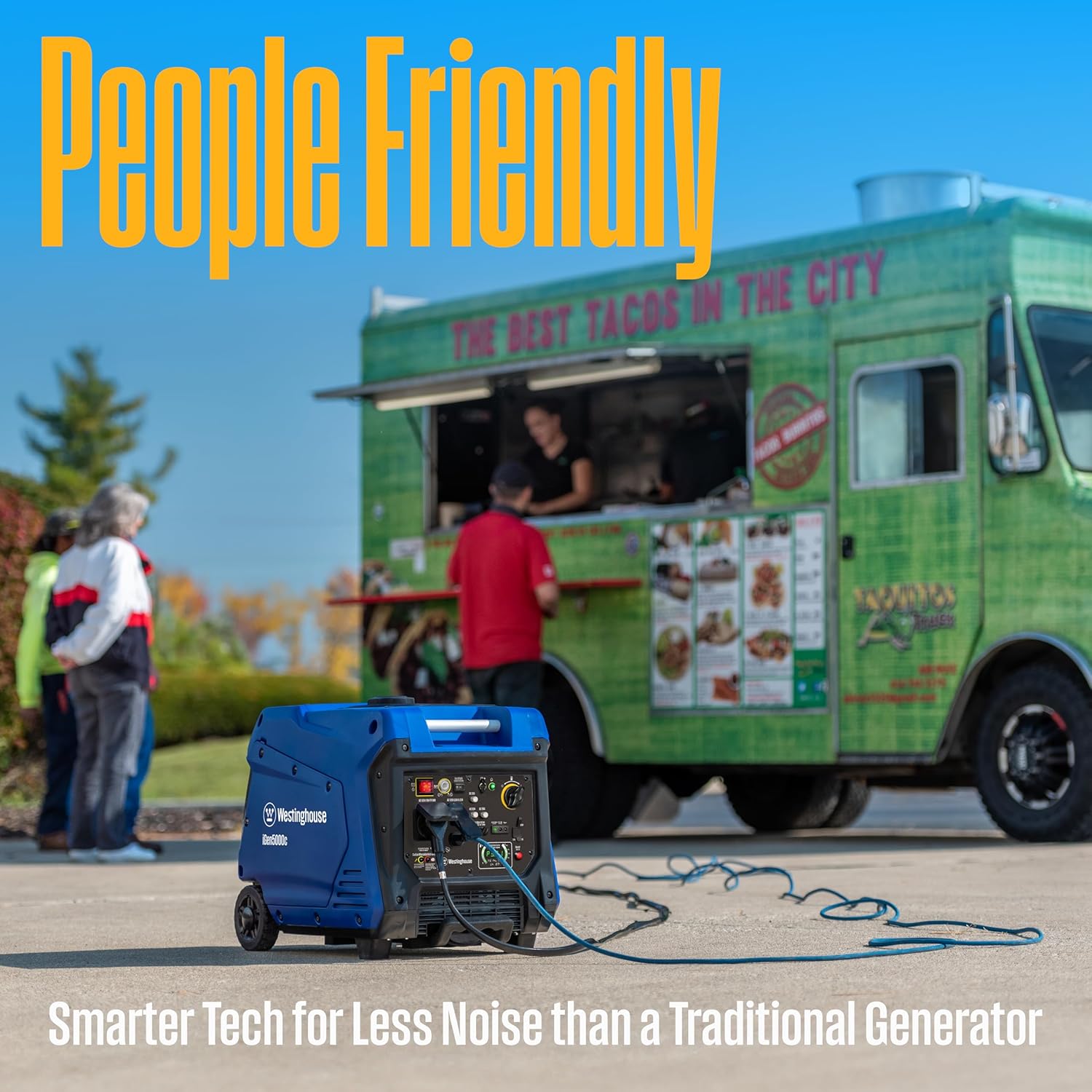 Westinghouse Generador inversor portátil súper silencioso de 5000 vatios pico, arranque eléctrico remoto con estrangulador automático, salida de 30 A lista para RV, alimentado por gas, sensor de CO, capacidad paralela