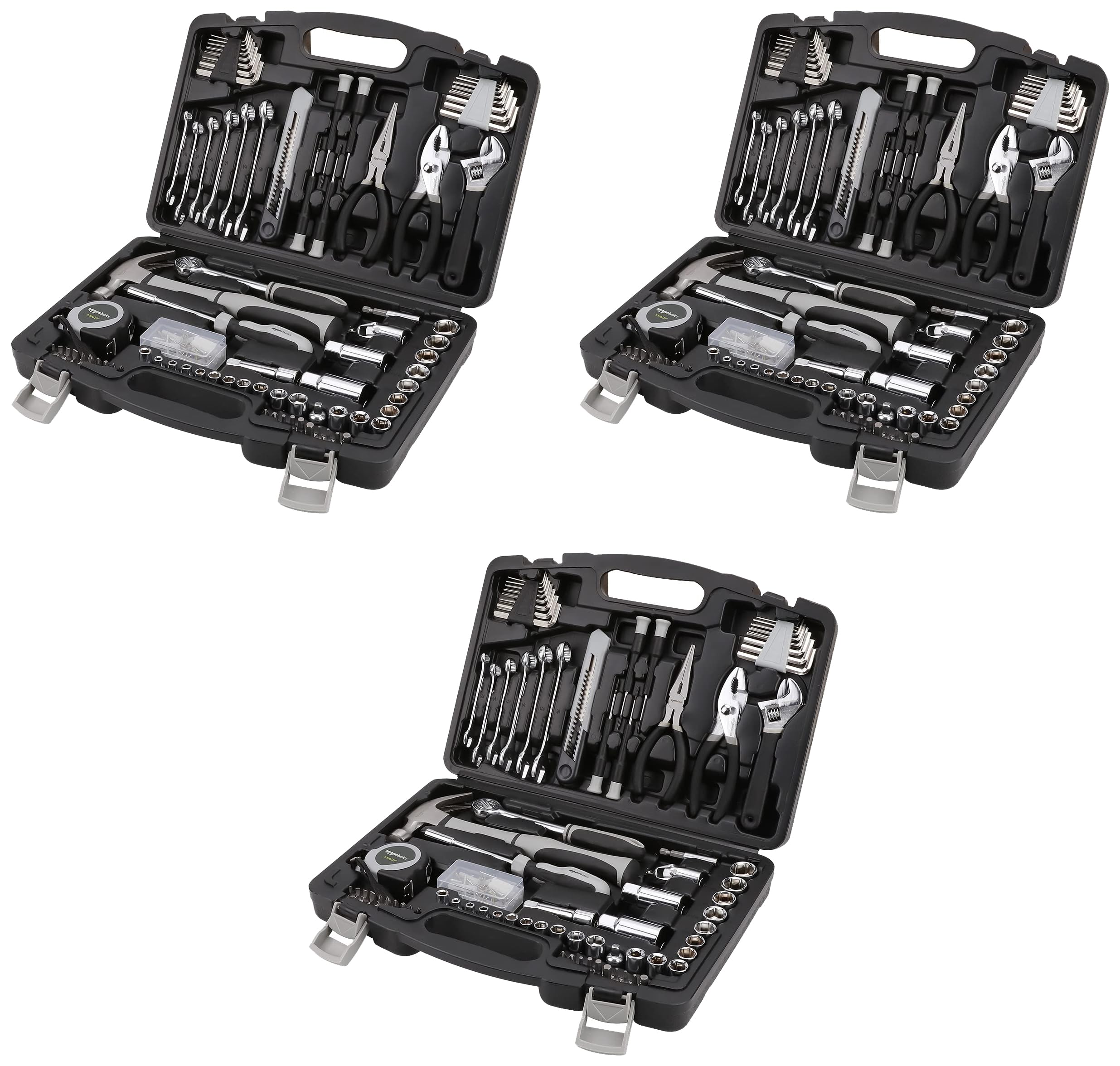AmazonBasics 131-Piece General Household Hand Tool Set (Pack of 3)