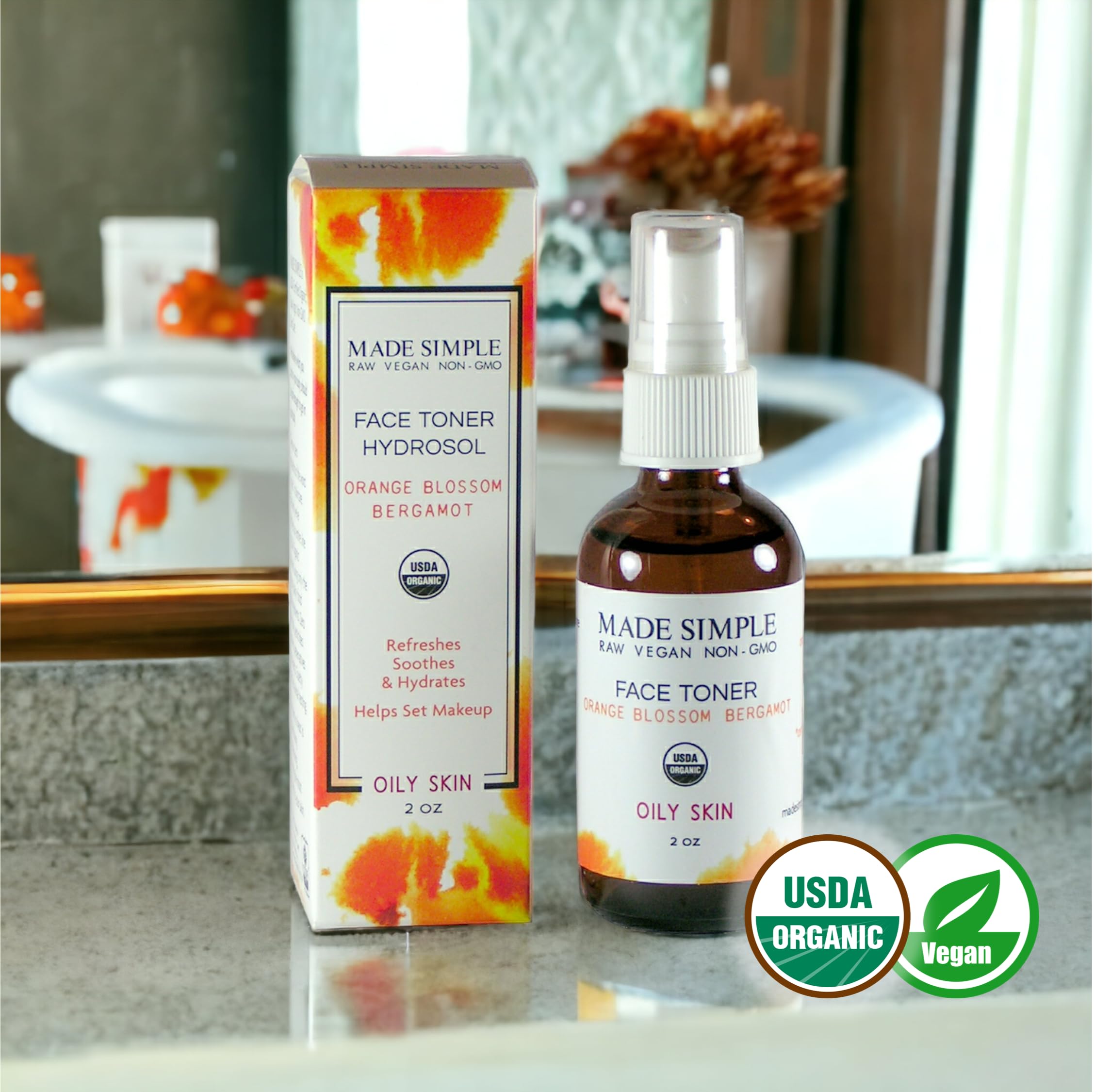 Orange Blossom Bergamot Face Toner - Certified Organic, Vegan, & Cruelty-free