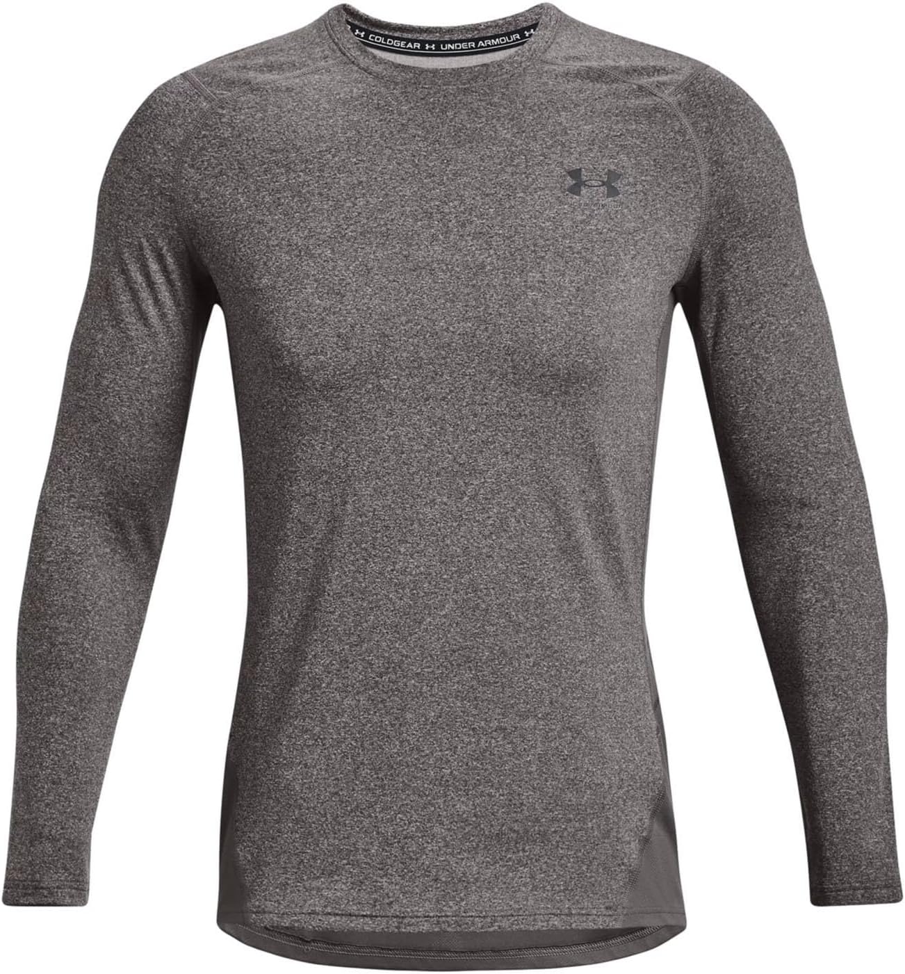 Under Armour - Mens ColdGear Armour Fitted Crew Long-Sleeve T-Shirt, Color Charcoal Light Heather (021), Size: Small