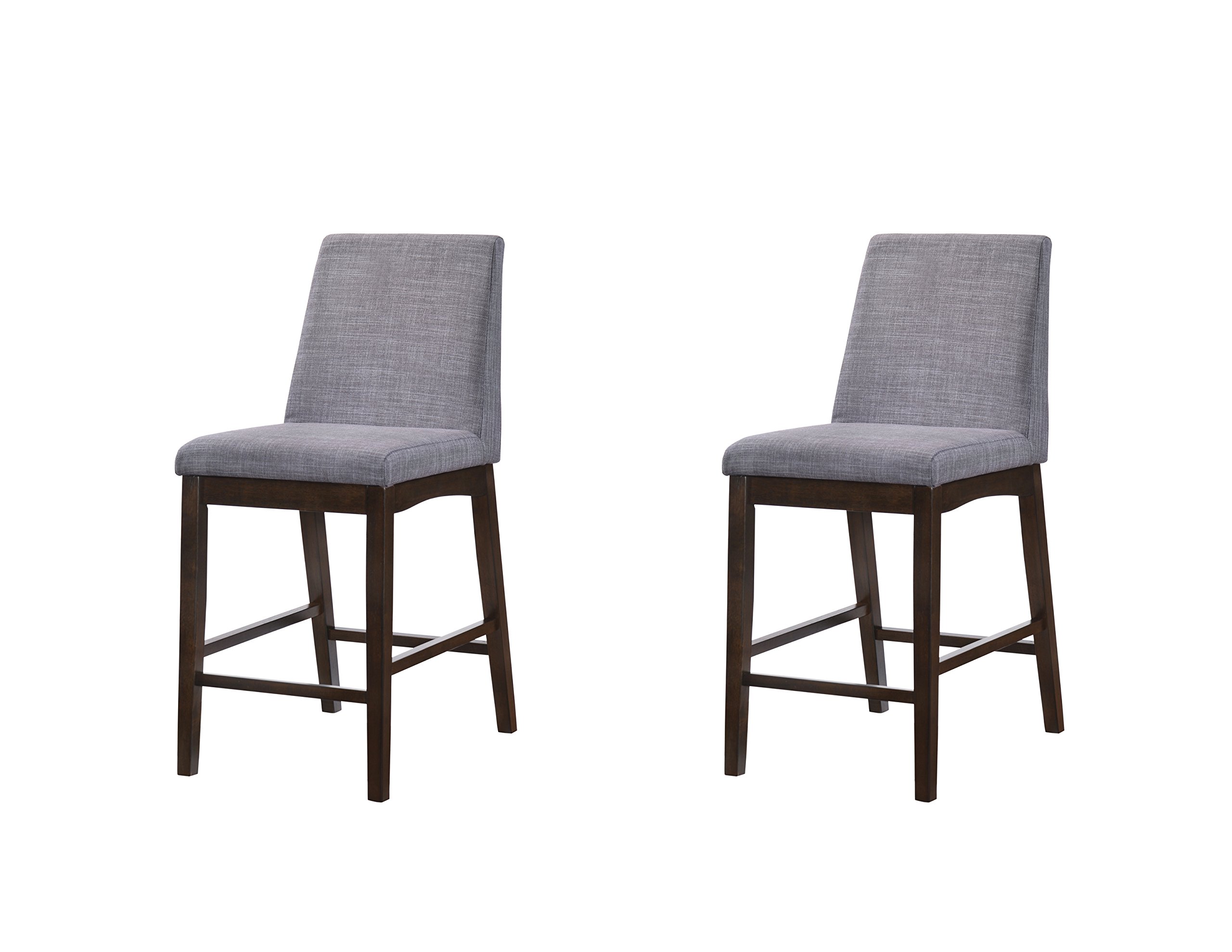 Abbey Avenue Presley Counter Side Chair Set, Espresso/Grey Fabric