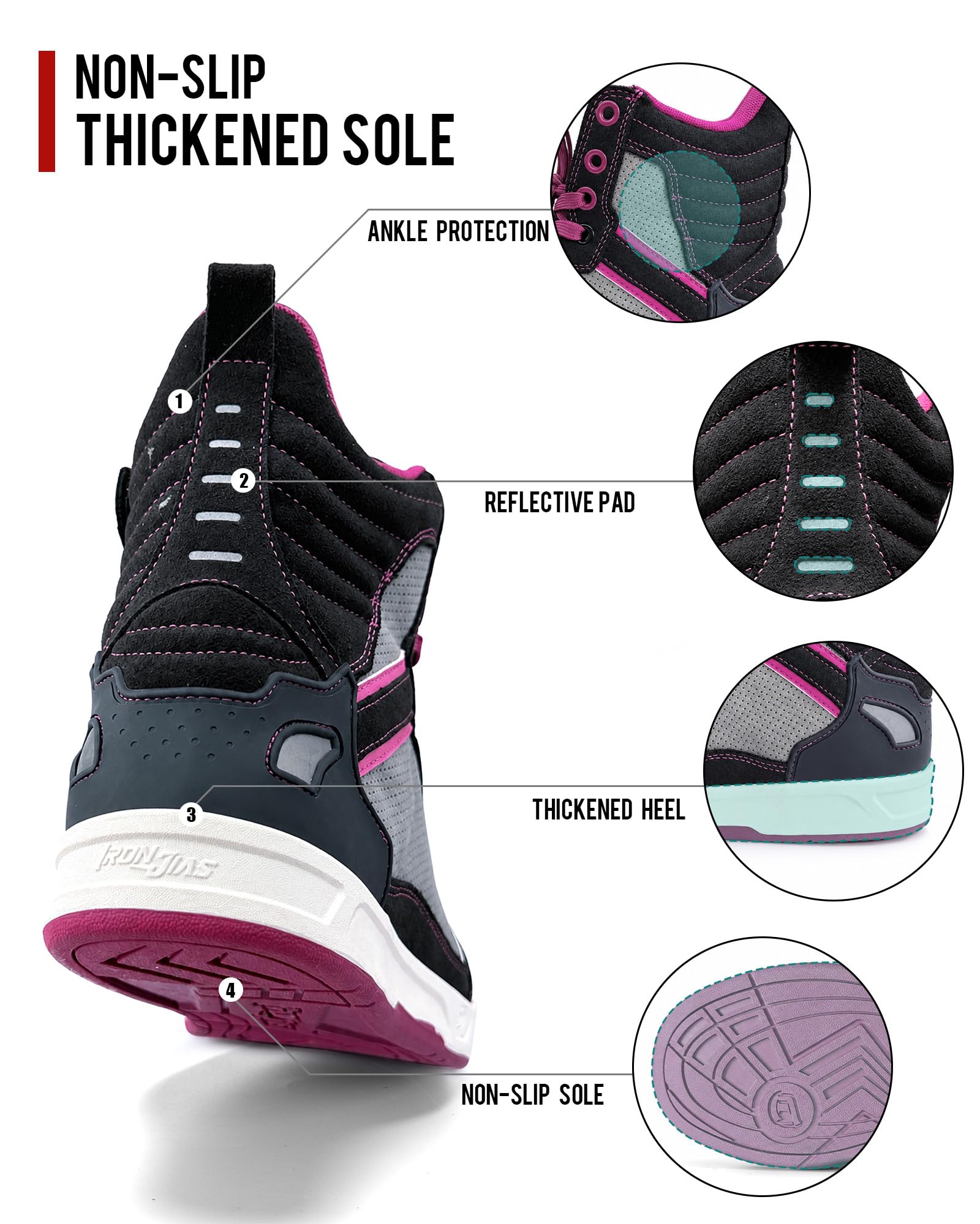 BORLENI Scarpe Moto Uomo Stivali Moto | Traspiranti Uomo Scarpe Motocross Casual Suola Antiscivolo Zip Laterale, Supporto alla Caviglia e Shift Pad