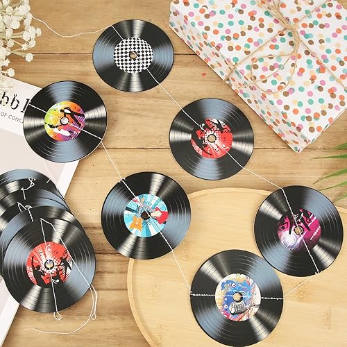 Miniatura 3 de 8 piezas de decoración de discos de vinilo, decoraciones de fiesta retro de música premontada, discos de los años 507080, decoración de pared,