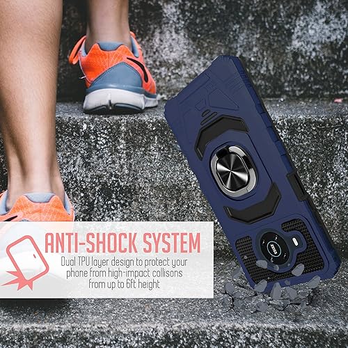 Miniatura 5 de Compatible con Nokia X100 con vidrio templado, protector de cuerpo completo grado militar, soporte magnético para anillo de automóvil, funda