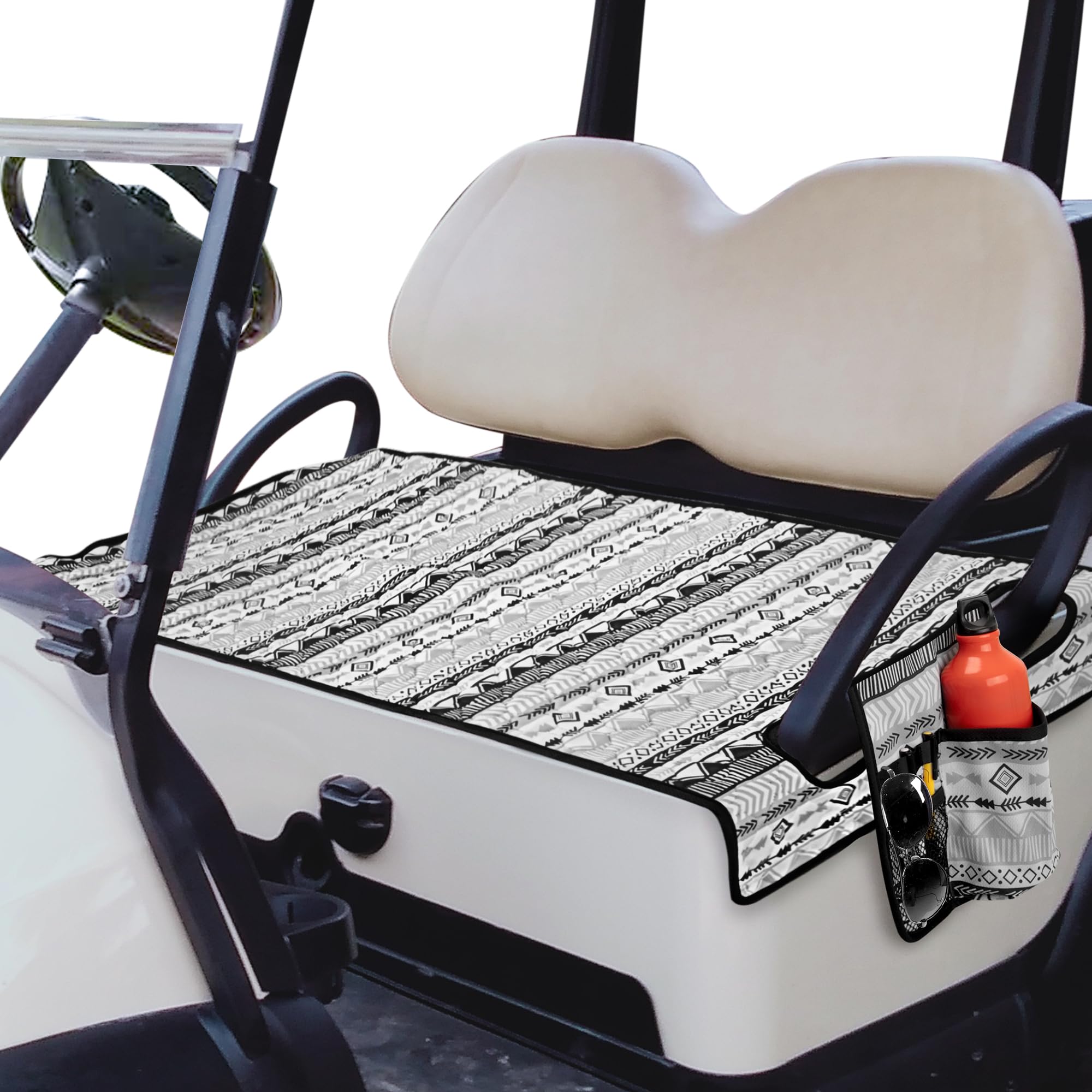 PGmoon Golf Cart Seat Covers with 4 Side Pockets &amp; Non-Slip Bottom