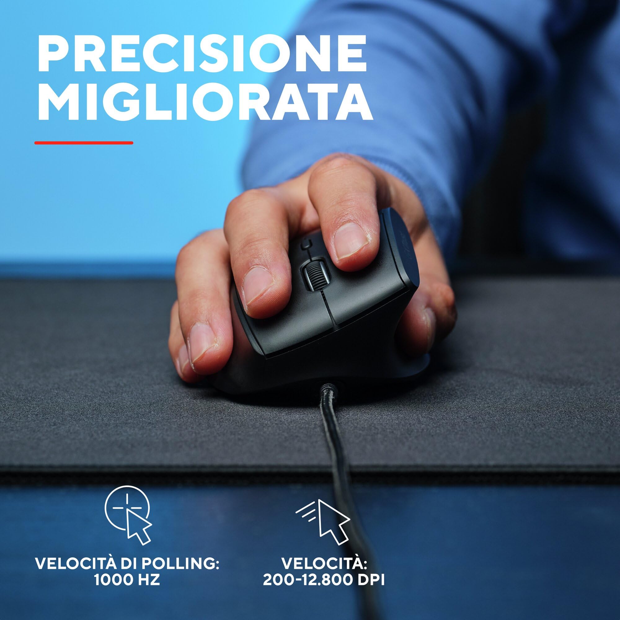 GXTrust 145 Rexxa Mouse Verticale Ergonomico con Illuminazione RGB 12800 DPI, Mouse da Gaming con Filo USB, 10 Pulsanti Programmabli, Software Avanzato, per PC, Laptop, Mac, Windows - Nero