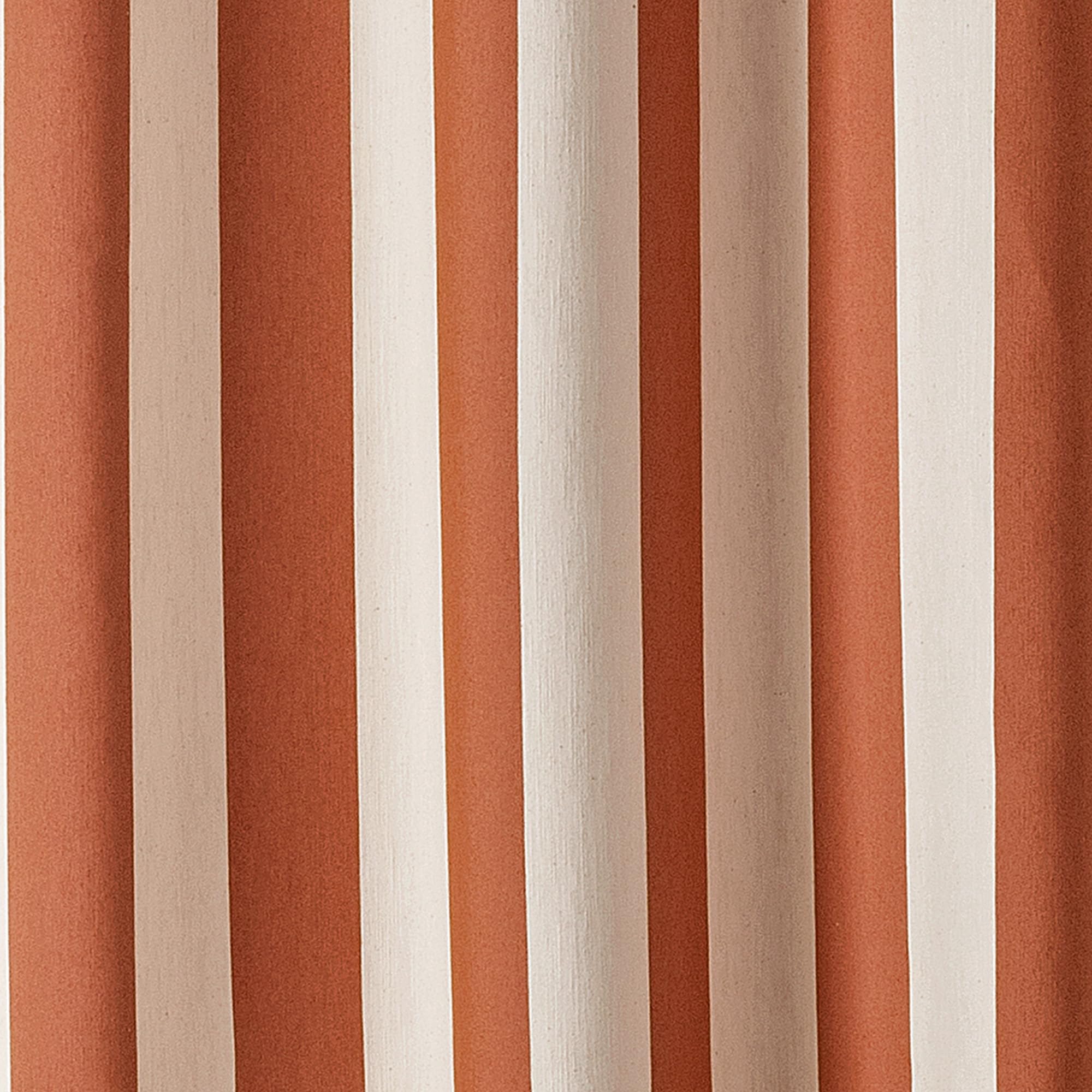 LINDER Rideau à Rayures Verticales - Tissé et Teint en France - Style Pop - Coloris Orange Brûlé - œillets Canon de Fusil -145x280cm - 56% Polyester 42% Coton 2% Autres Fibres - Collection Sunset