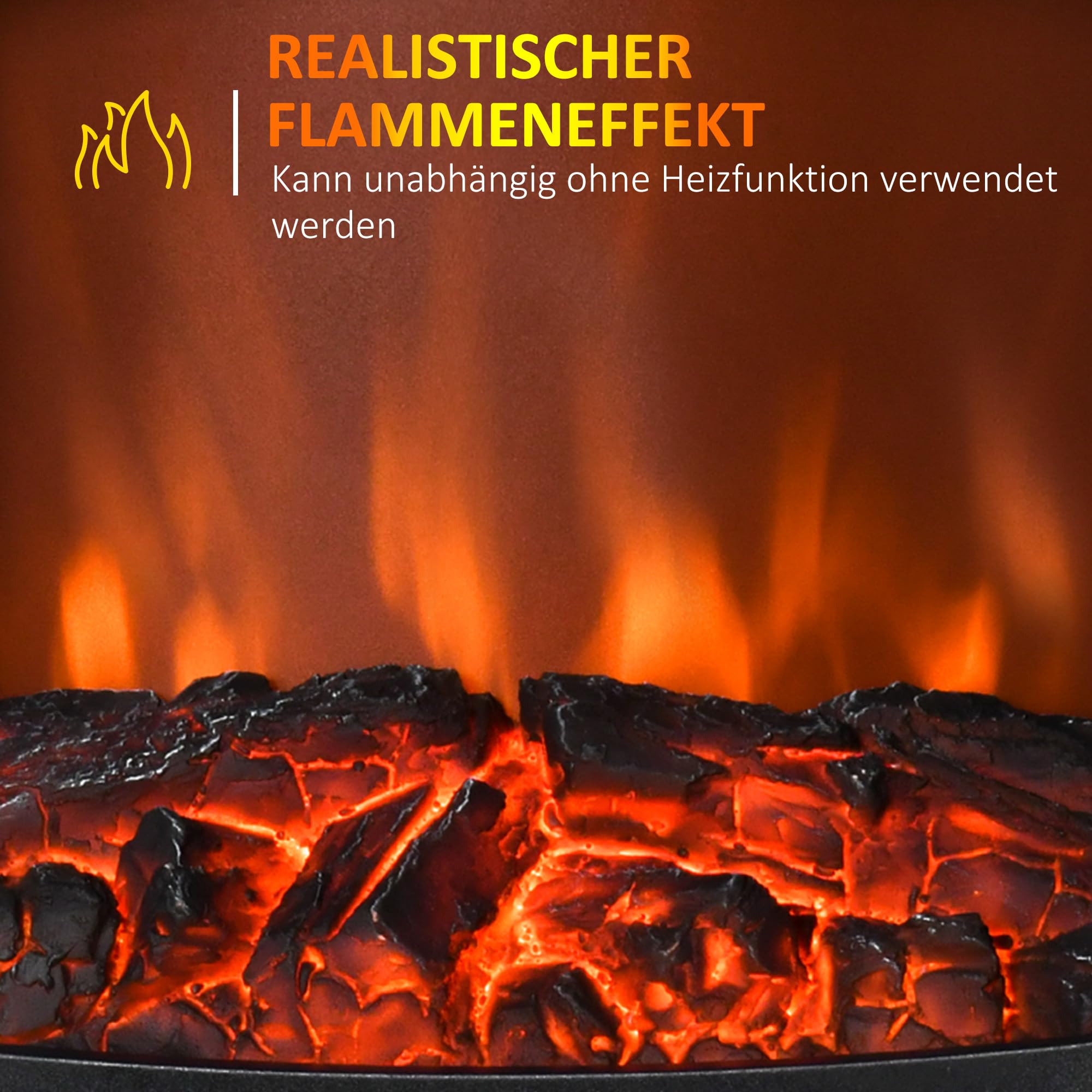 HOMCOM Elektrokamin mit Heizung LED Flammeneffekt 1000/2000 W Schwarz