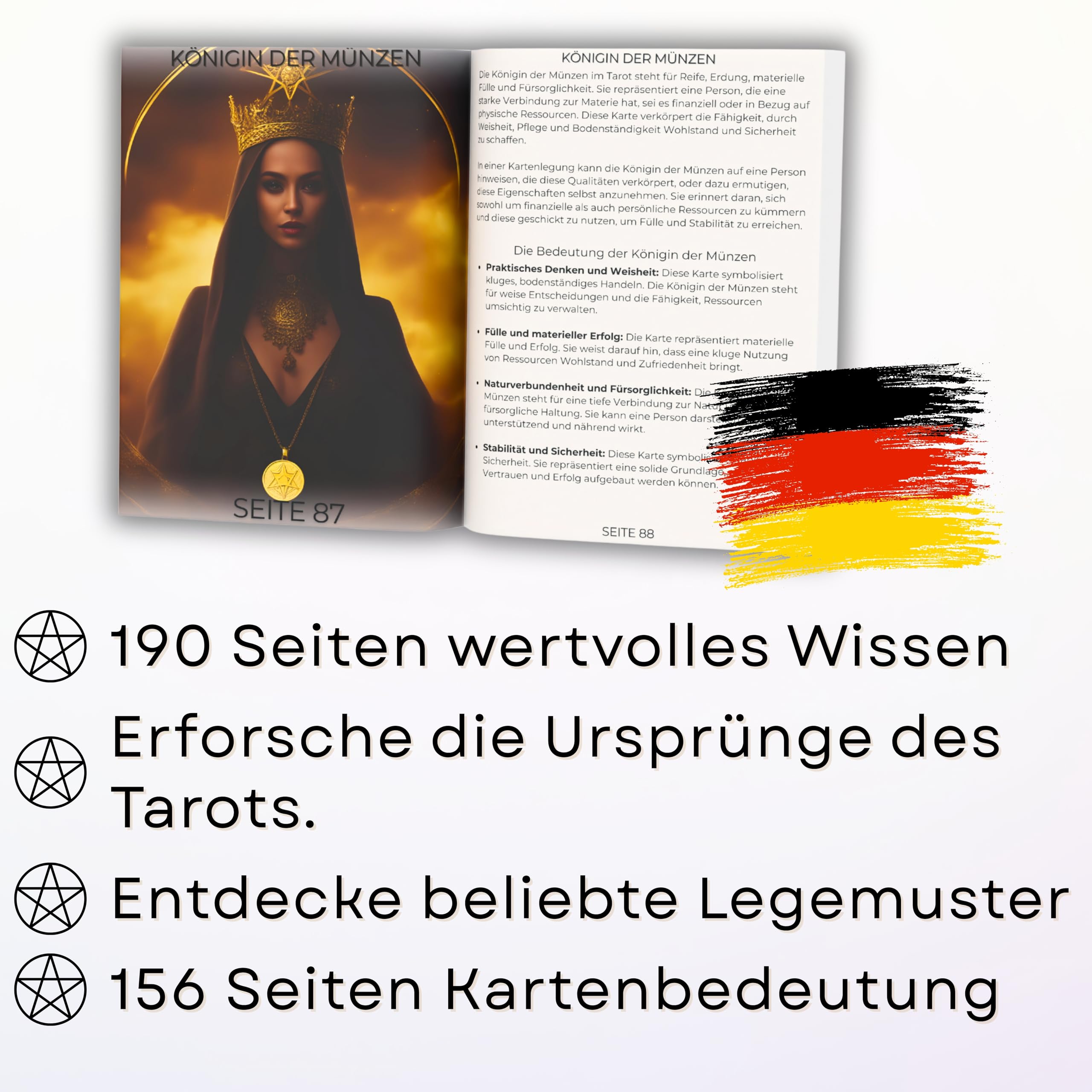 Tarotkarten – 78 Karten mit gedrucktem Begleitbuch auf Deutsch und zusätzlichem digitalem Buch in Deutsch, Englisch und Ungarisch – für Anfänger & Profis (Packung mit 2)