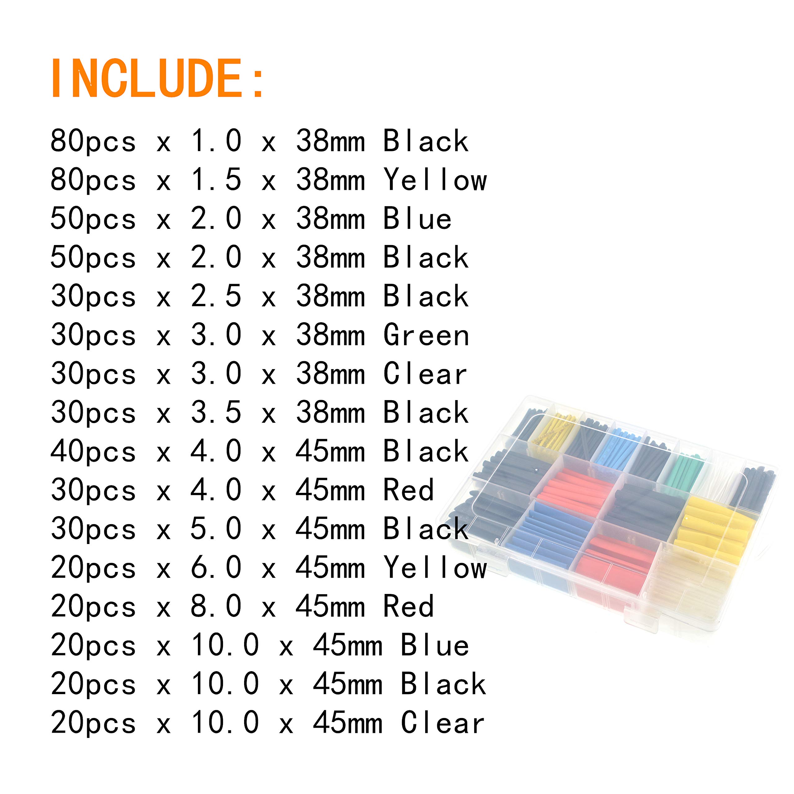 580 Piezas Tubo Termorretráctil 2:1 6 Colores 11 Tamaños Juego De Tubos Conjunto Combinado De Envoltura De Cables Para Hogar Coche Bricolaje Seguro