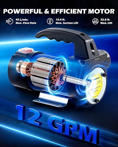 Miniatura 4 de Orion Motor Tech Bomba de transferencia diésel bomba de transferencia de combustible de 12 voltios con mangueras de boquilla para diésel queroseno