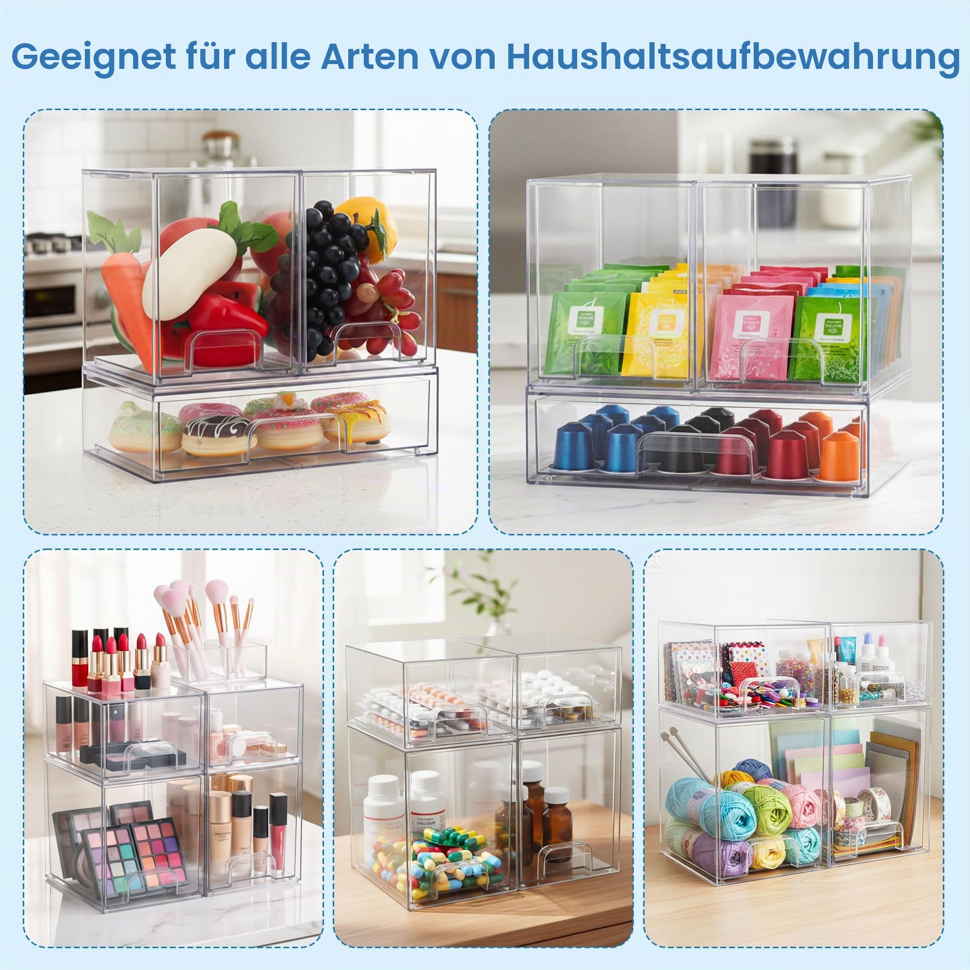 yanyoyo Aufbewahrungs-Organizer für Babyflaschen (2 kleine + 2 hoch, transparent)