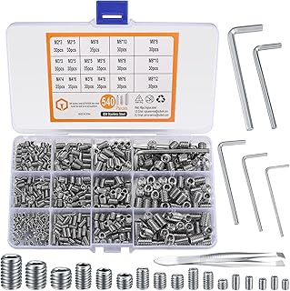 540 Pcs Allen Head Hex Socket Head Grub Screws, Metric Standard Internal Hex Drive Cup-Point Screws, Stainless Steel Grub Hexagon Socket Screws for Door Handles Light Fixture, M2/M3/M4/M5/M6/M8