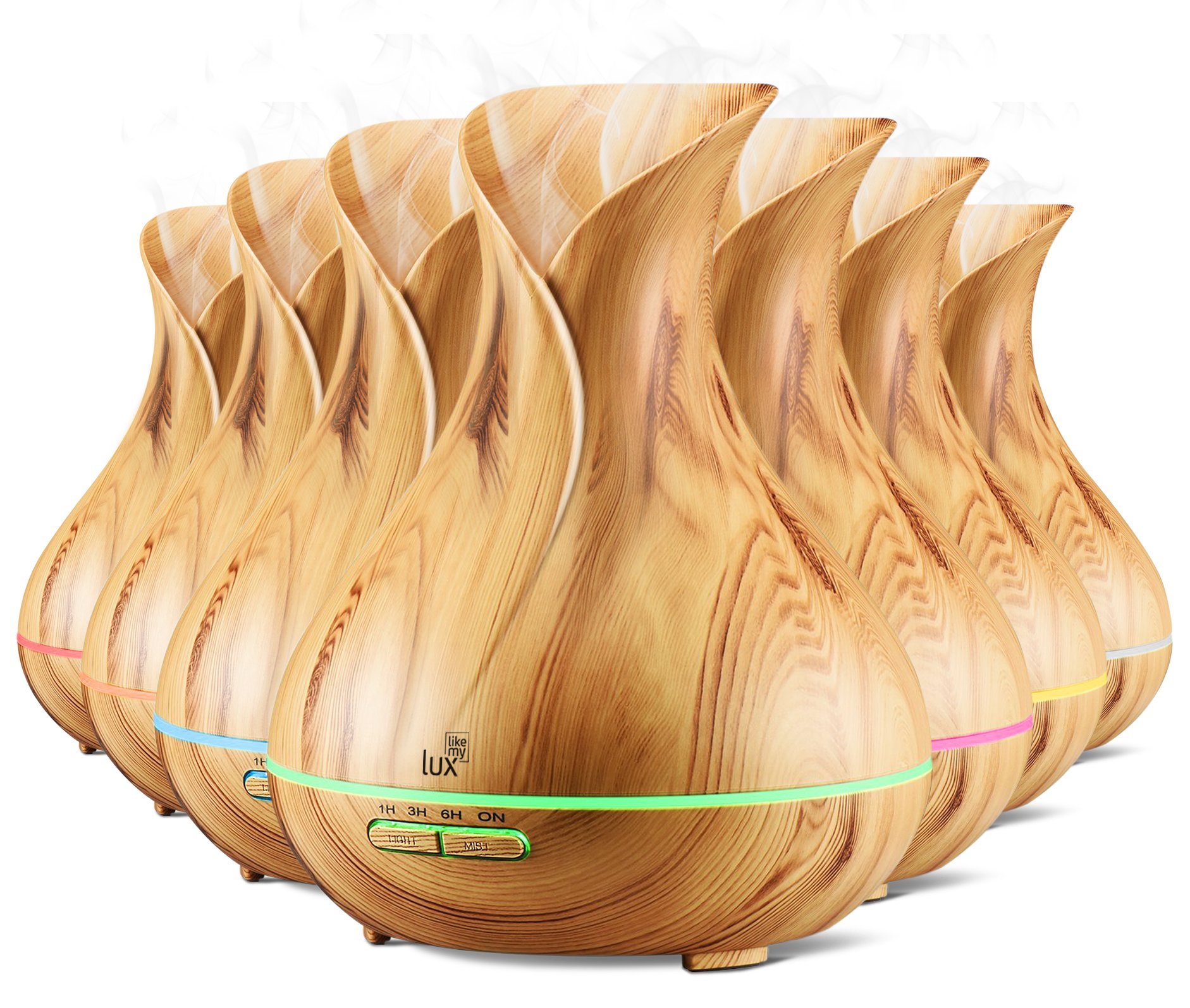 Diffuseur d'Huiles Essentielles 400ml, Humidificateur Ultrasonique Diffuseur Aromathérapie 7 Couleurs Changeables LED Brume Fraîche Arôme Diffuseur de Parfum Electrique pour Spa