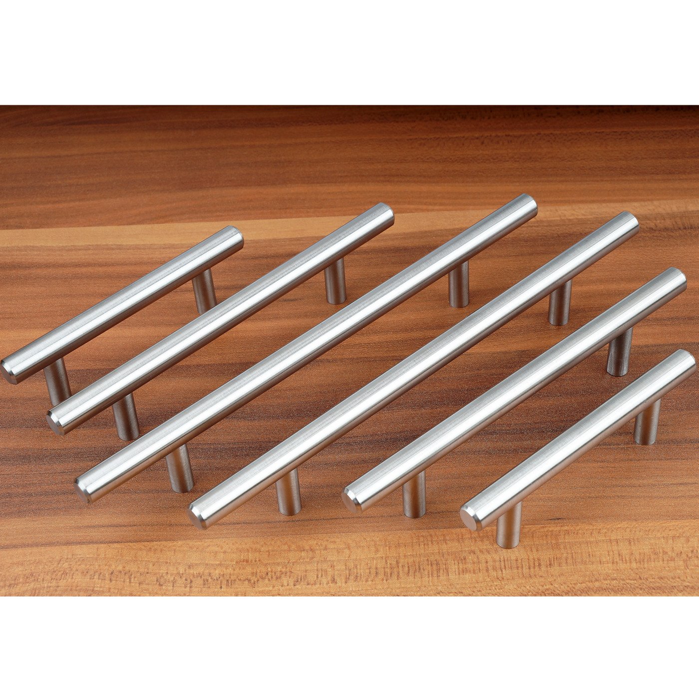 Stahlia Uchwyty meblowe ze stali nierdzewnej, pełny materiał, 480 mm, srebrne, masywne, Ø 10 mm (10 sztuk)