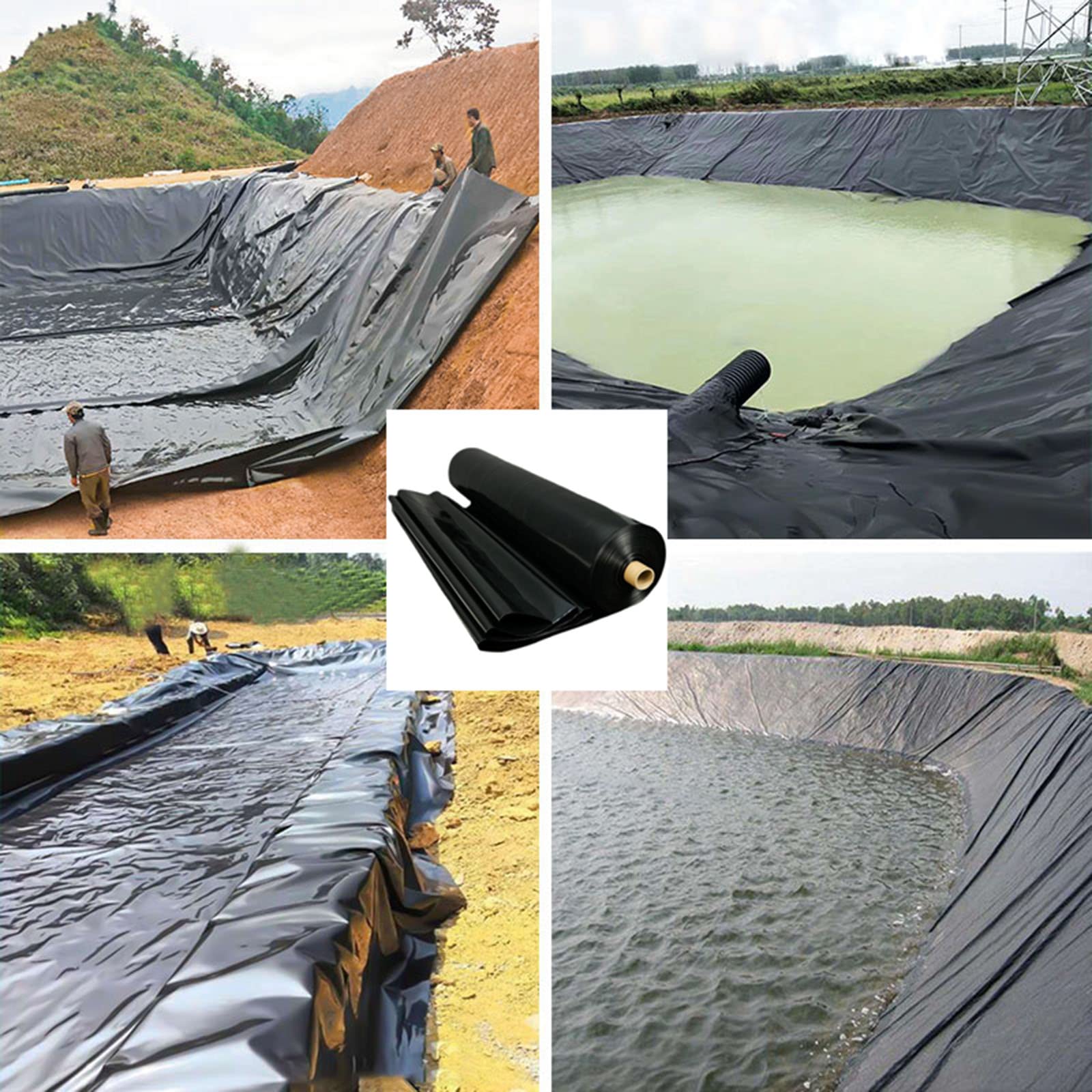 Vijverfolie HDPE Vijverhuiden Voor Visvijvers, Beekjes, Fonteinen En Watertuinen Vijverfolie Vijverfolie Zwart 1m 2m 3m 4m 5m 6msize6x8m