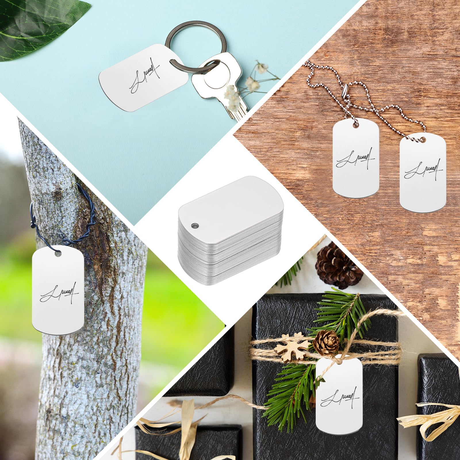 60 Pcs Aluminum Engraving Blank Tags - Rectangle Metal DIY Tags For Jewelry Making & Crafts