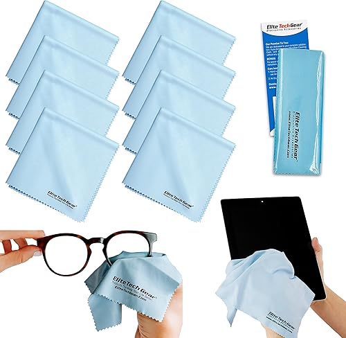 Elite Tech Gear Paño de microfibra, paquete de 8 paños de limpieza de gran tamaño. Paño de limpieza de microfibra lavable y duradero para gafas,
