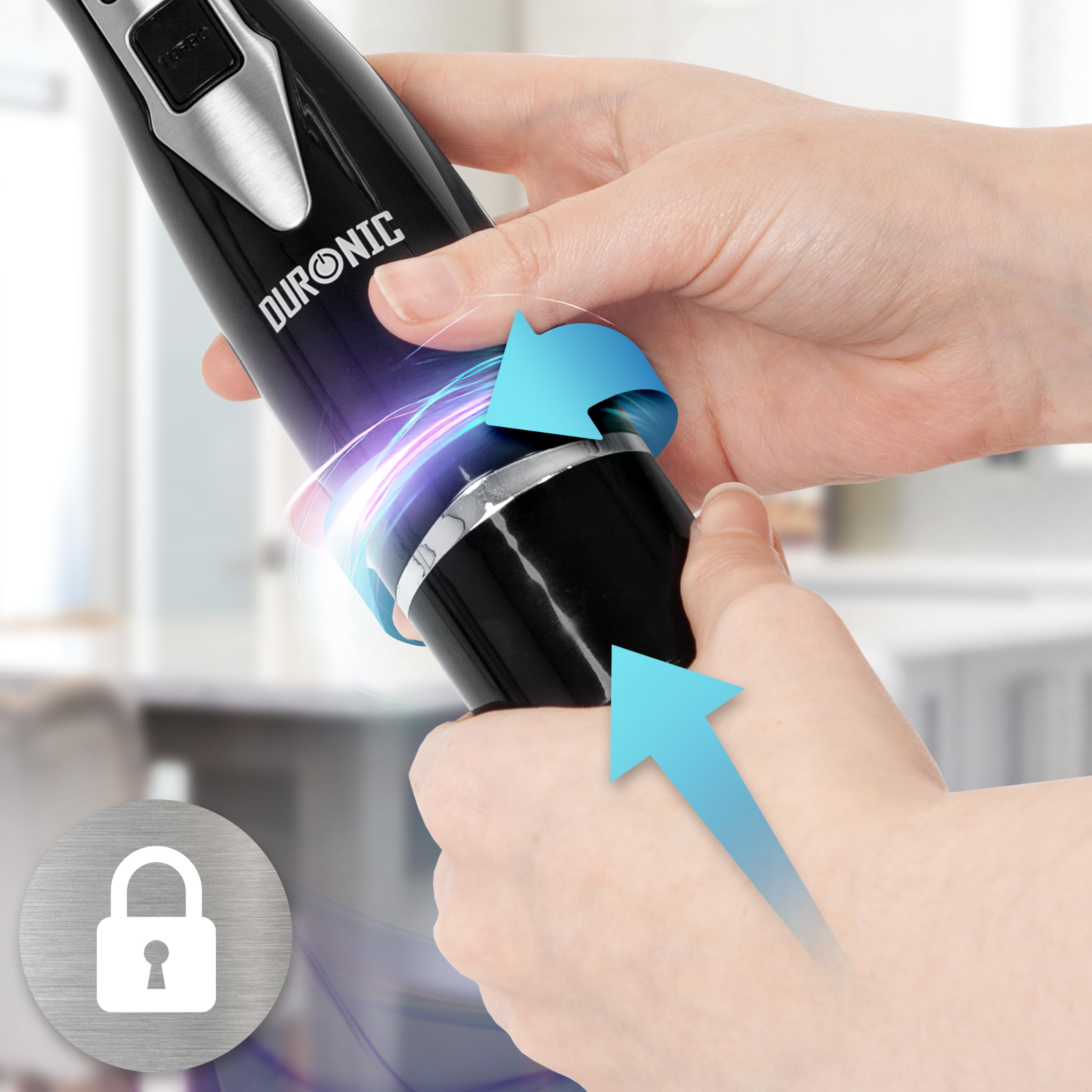 Duronic HB35 Elektryczny blender ręczny imersyjny do zup smoothie koktajli trzepaczka do jajek mikser z blenderem spiralizer do warzyw szatkownica