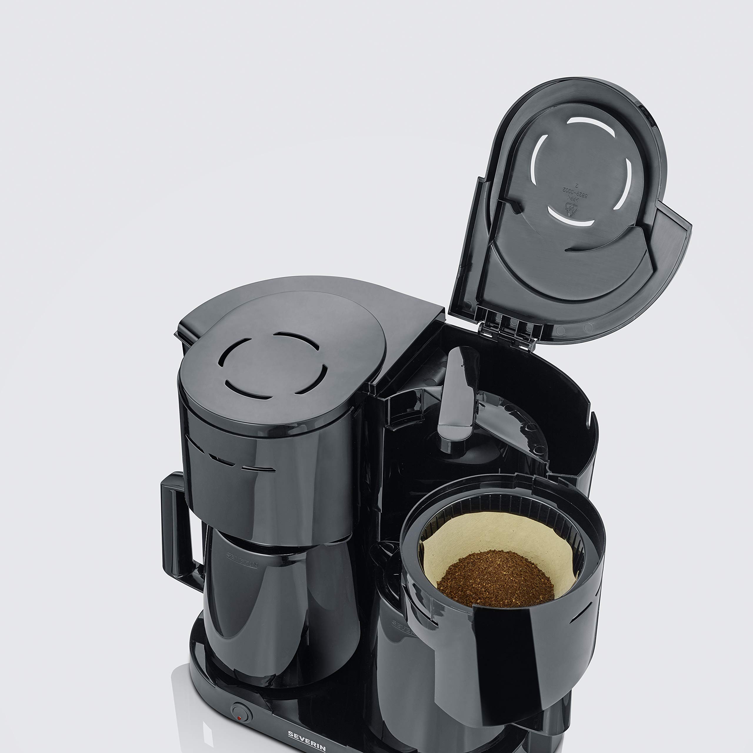 SEVERIN Cafetière Filtre Isotherme Duo, 2 X 1000 W, Jusqu'à 2L soit 16 tasses, 2 verseuses isothermes, 2 filtres pivotants, Noir, KA 9315