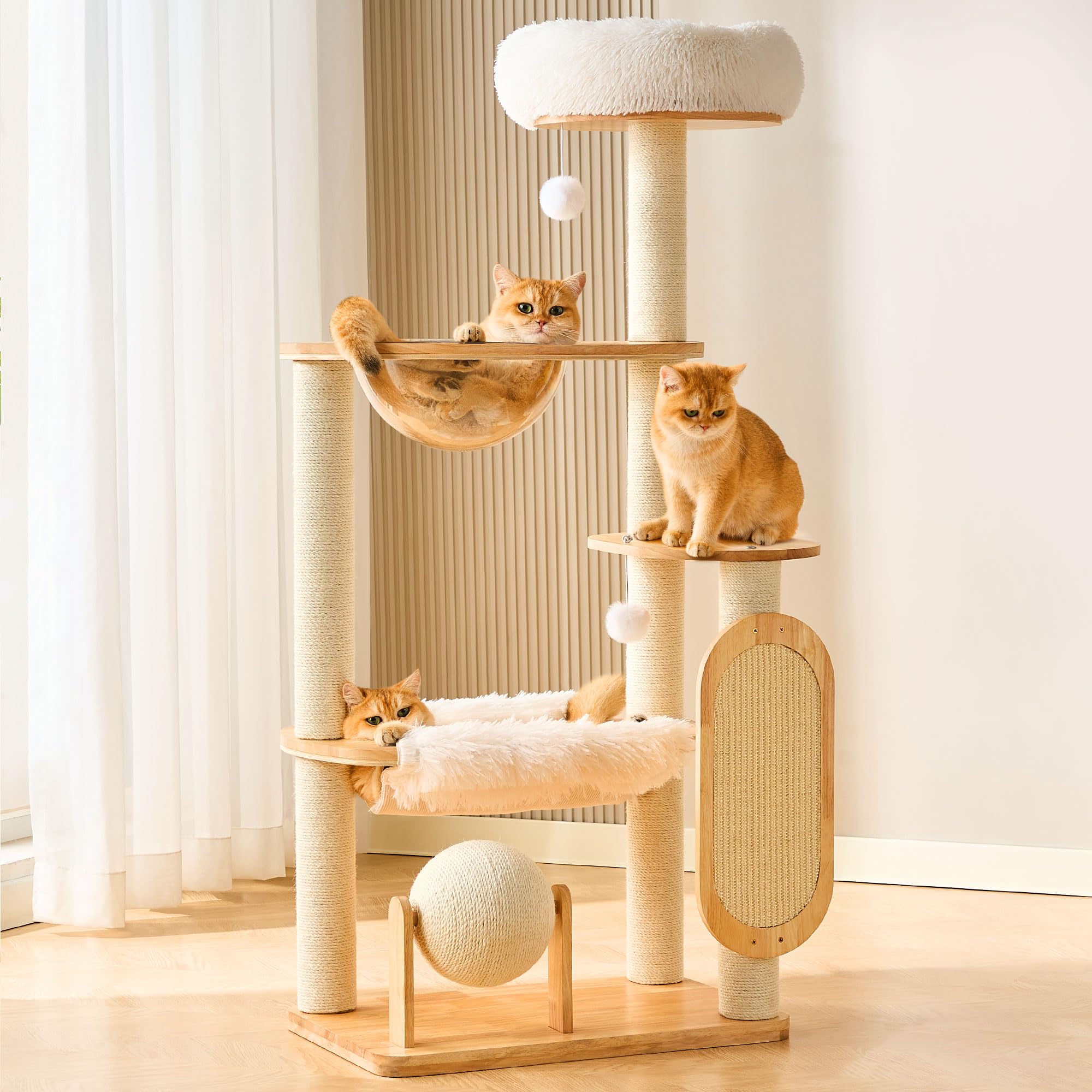 HITTITE Solid Wood Cat Tree Tower