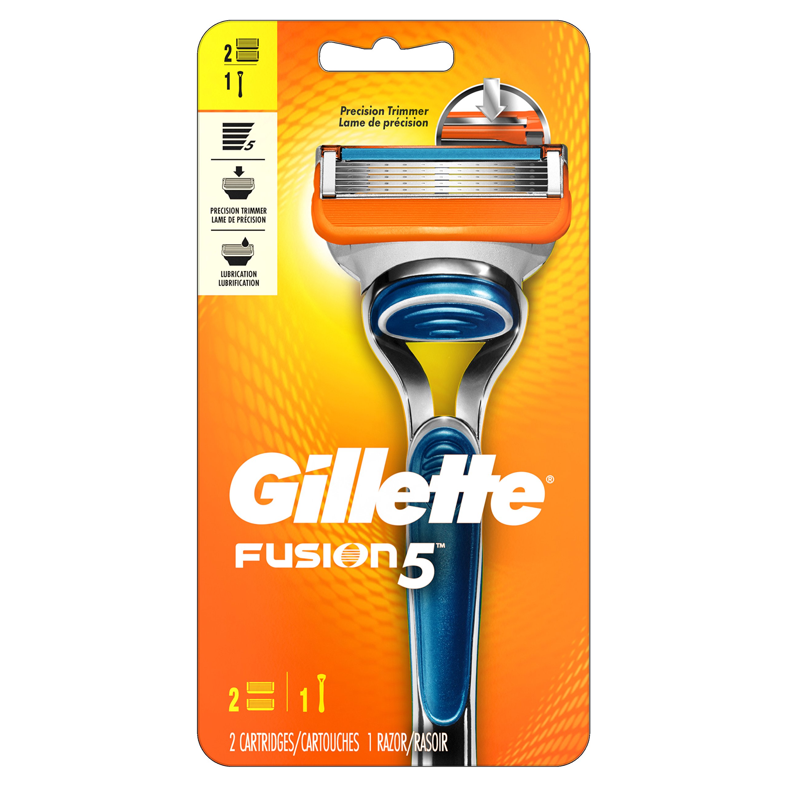Gillette Fusion5 Men's Razor, Handle & 2 Blade Refills
