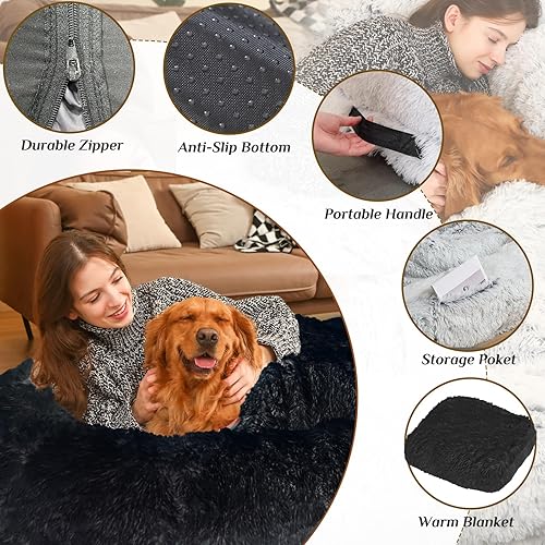 Miniatura 3 de Cama humana para perro, 71 x 45 x 12 pulgadas, cama ortopédica lavable para perros de tamaño humano, se adapta a personas y mascotas, cama de felpa