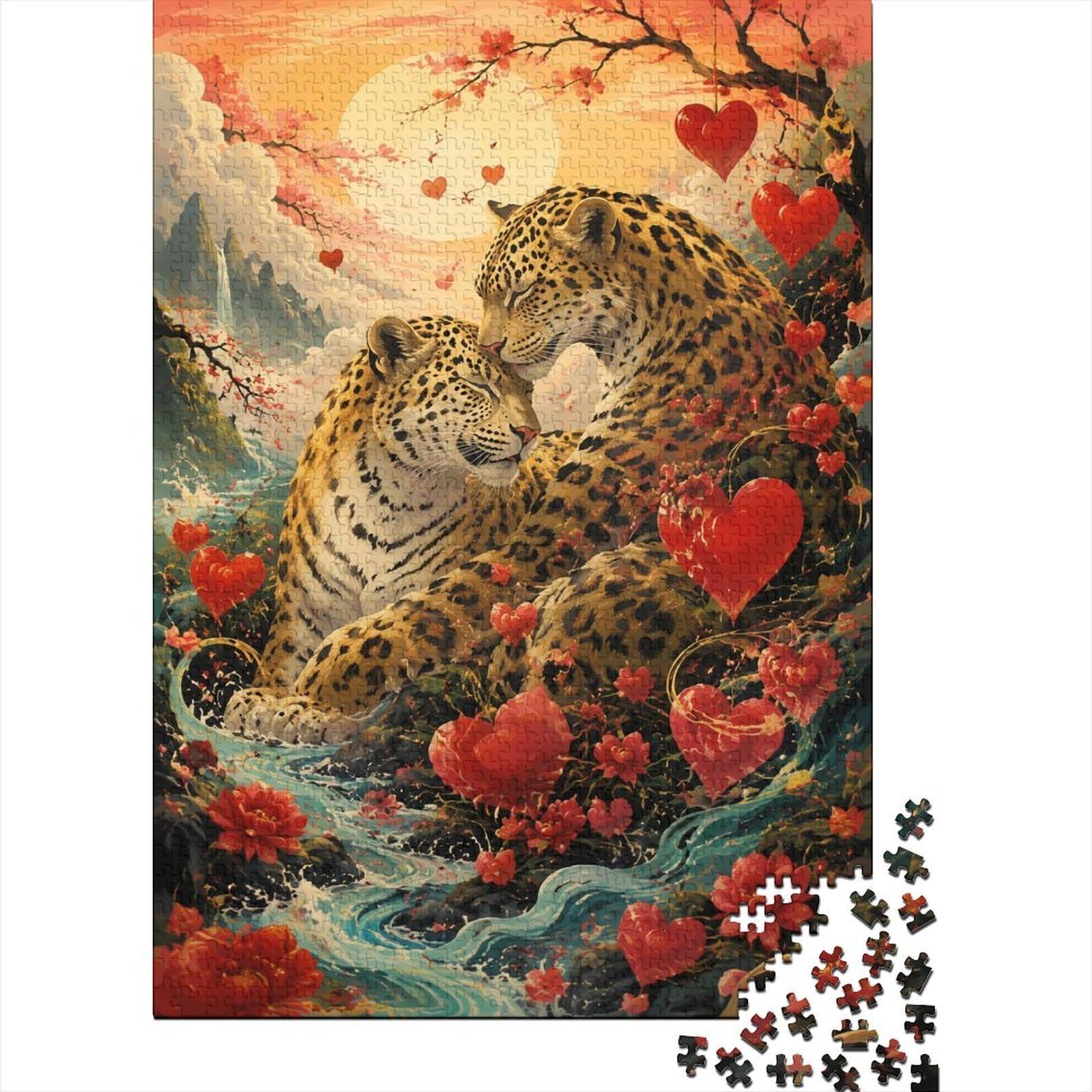 Leopard Heart Flower 1000pcs Mini Puzzle For Adults Challenging