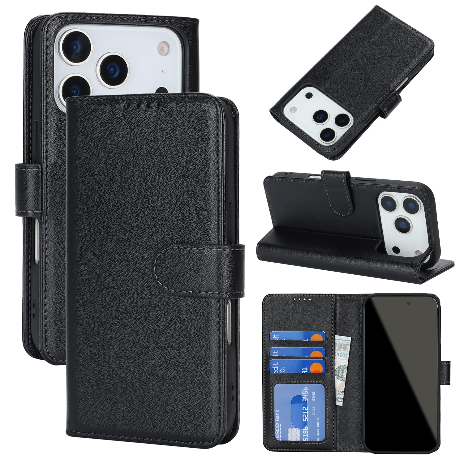 SunYoo Compatible with iPhone 17 Pro Case Wallet with Card Holder,for iPhone 17 Pro Wallet Case for Women Men,PU Leather Shockproof Magnetic Buckle