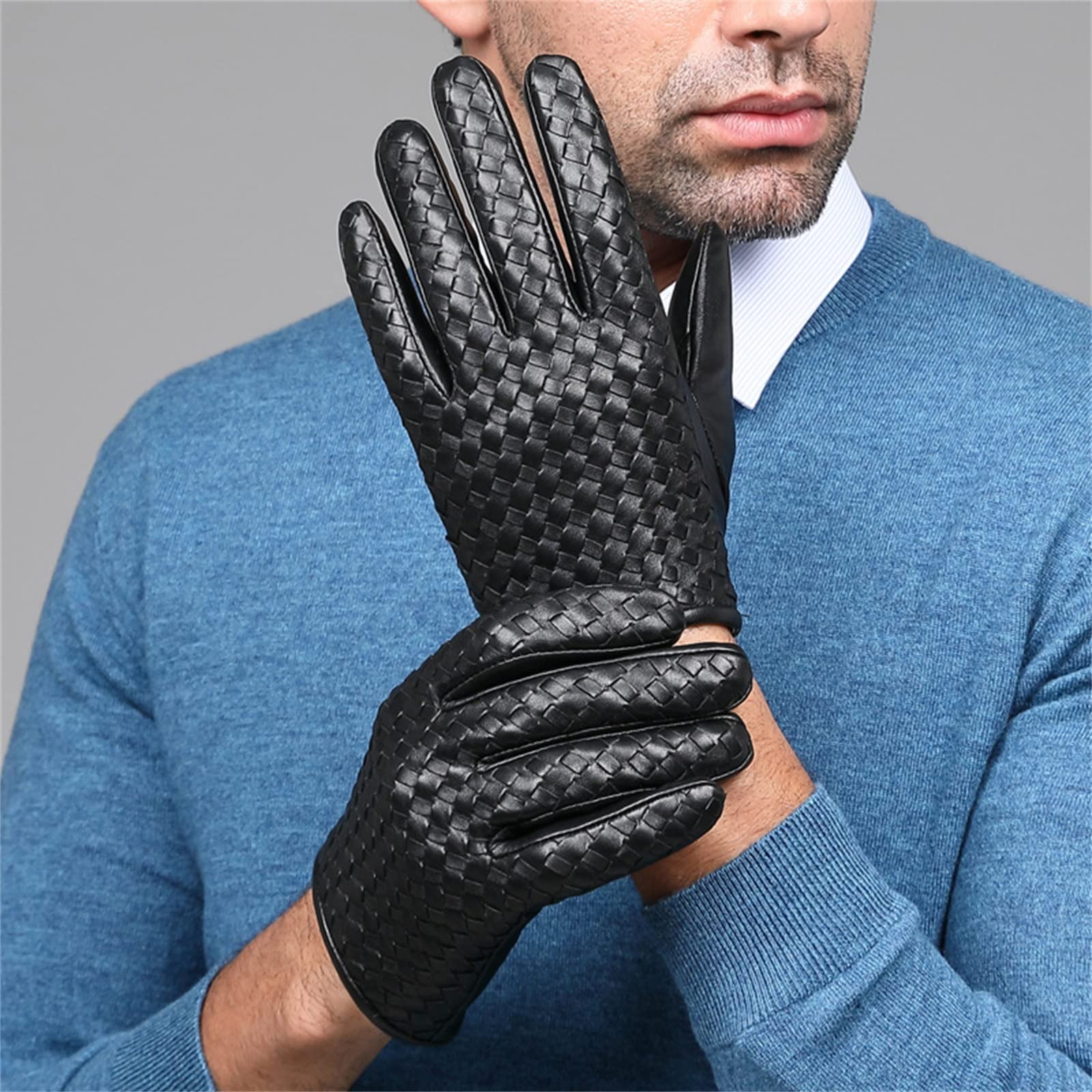 Amazon.co.jp: 男性用手袋 メンズラグジュアリーレザーグローブ薄い  