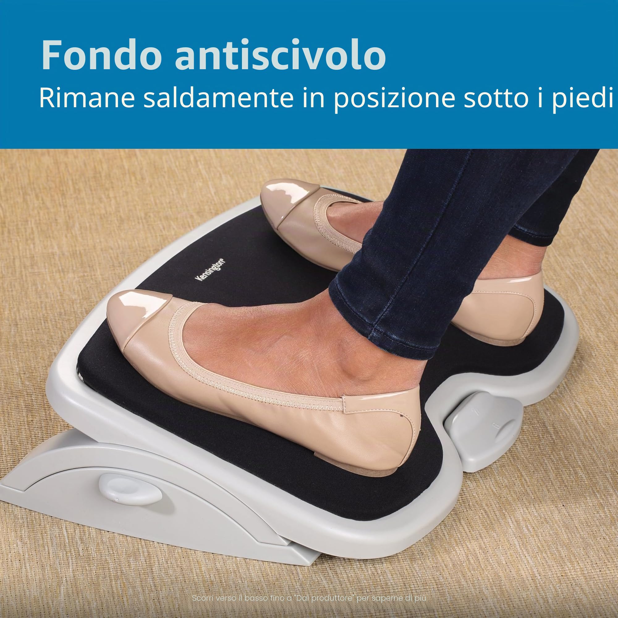 Kensington Smartfit K56144USF - Poggiapiedi regolabile in altezza e angolo in memory foam, poggiapiedi antiscivolo per scrivania da ufficio, colore: bianco/nero