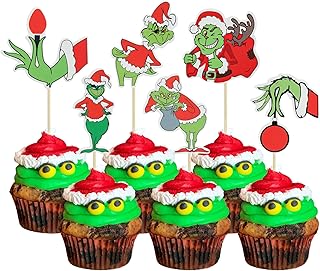 Gyufise 36Pcs Gnch Christmas Cupcake Toppers Merry Christmas Cupcake Toppers Gnch Cake Decorations Merry Grch Christmas Holiday Theme Birthday Party Cake Decorations Supplies