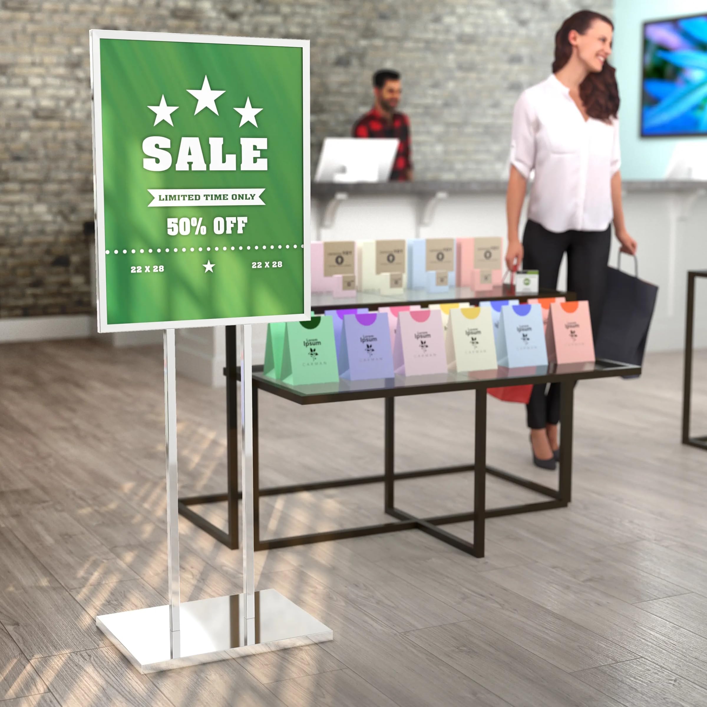 Econoco BH29 - Soporte para carteles de anuncios con base elevada extra pesada, 22 x 28 pulgadas