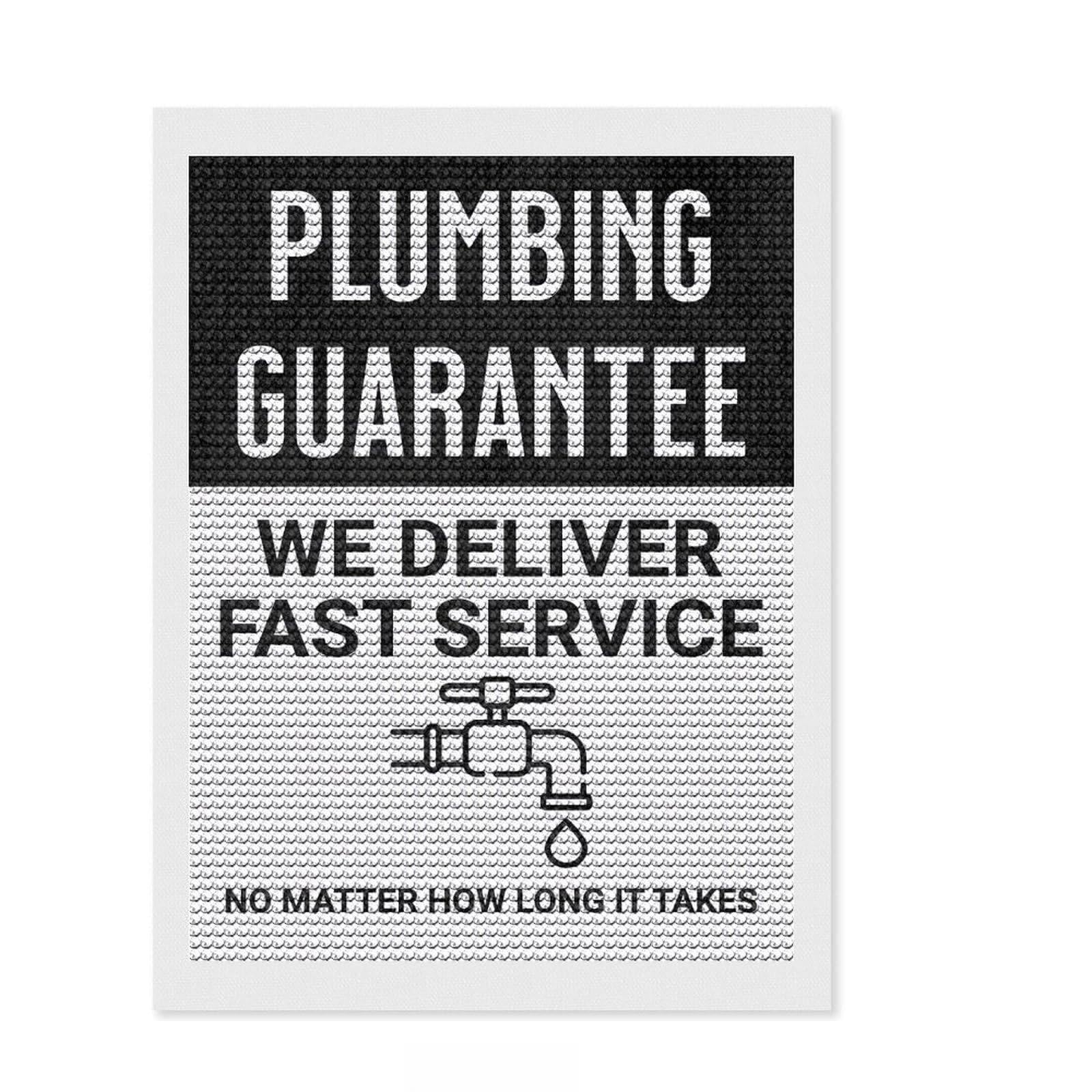 Junmoney Plumbing Fast White Diamond Art Canvas 12"x16", Birthday Gift, for Adults, Creative Leisure Activity, Aesthetic Room Decor