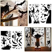 Vista 3 de Decoración de ventana de Halloween, silueta de ventana grande de Halloween, bruja aterradora de Halloween, calcomanías de Halloween para el hogar